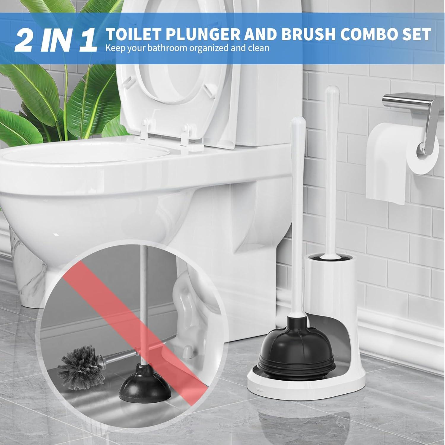 XXZH Toilet Plunger and Bowl Brush Combo for Bathroom Cleaning, 2 Sets