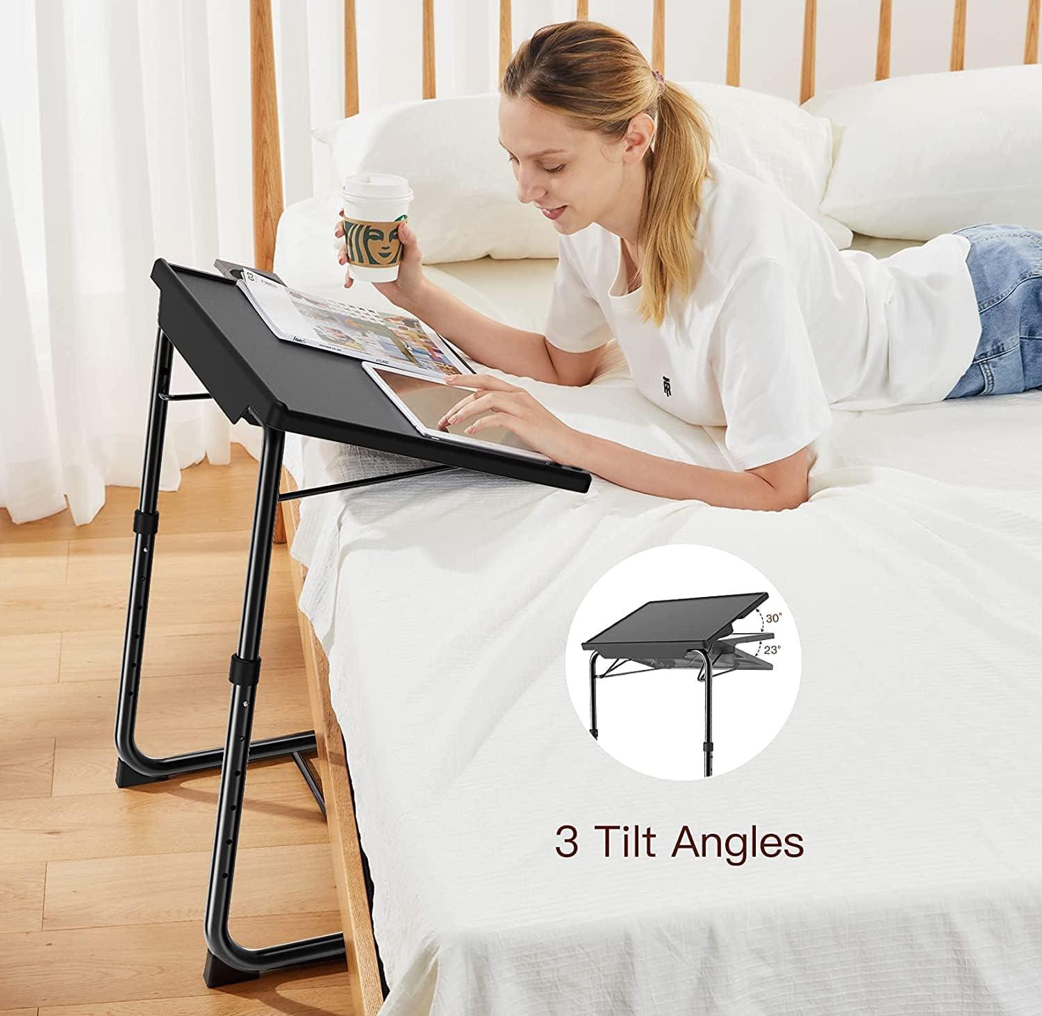 Sleek Modern Black Folding TV Tray Table with Adjustable Height