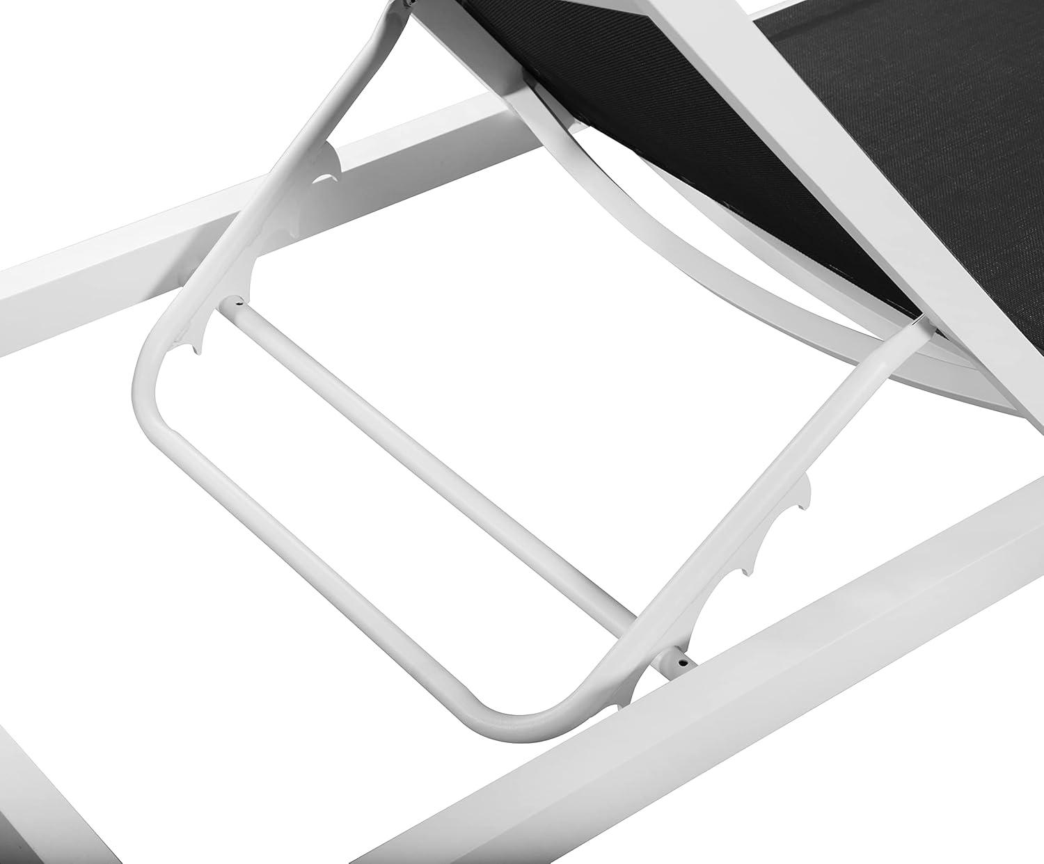 Sleek White Aluminum Outdoor Mesh Chaise Lounge with Wheels