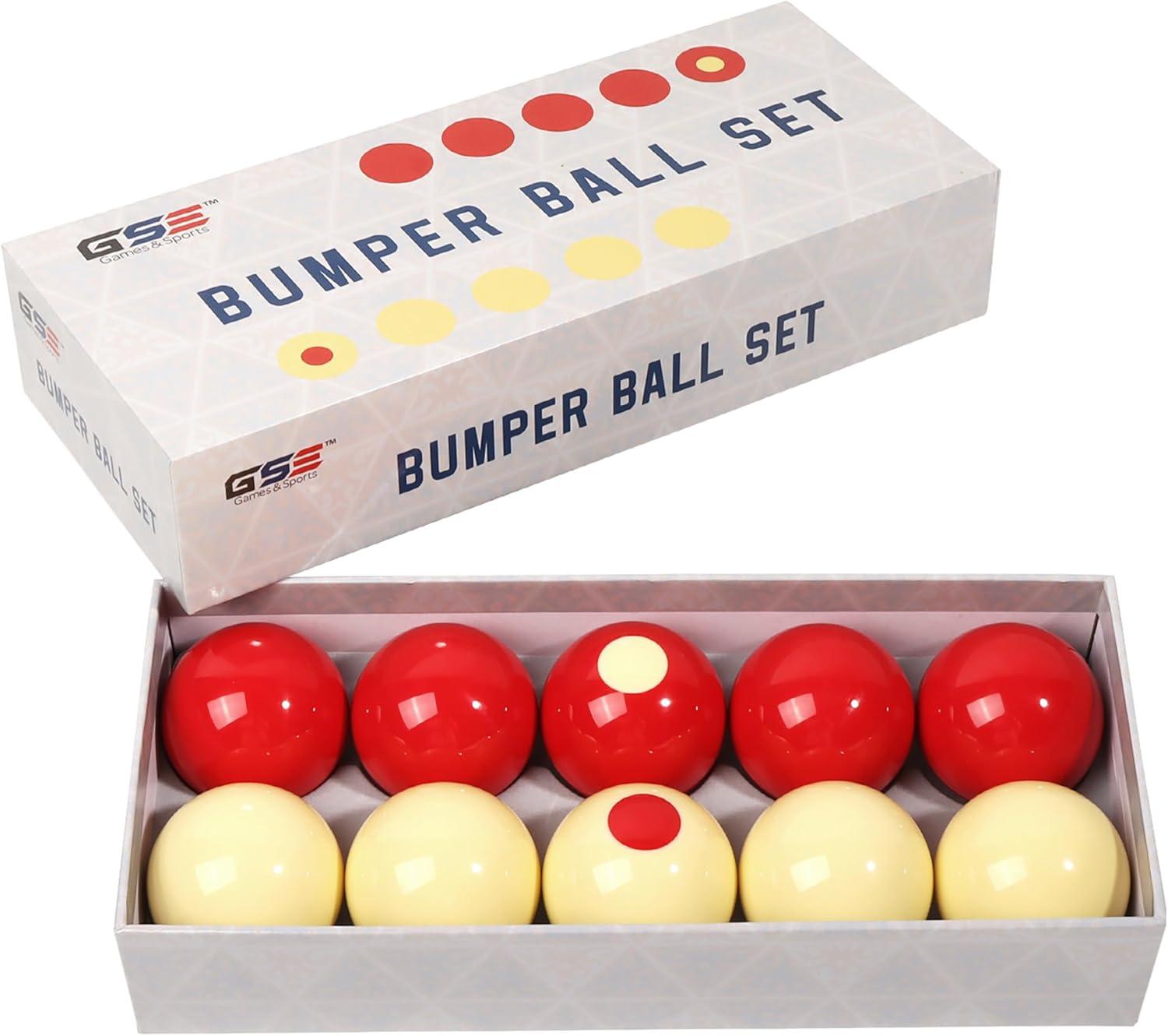 GSE 2-1/8" Regulation Size Bumper Pool Balls, Standard Set of 10 Ball Set, Bumper Pool Table Accessories