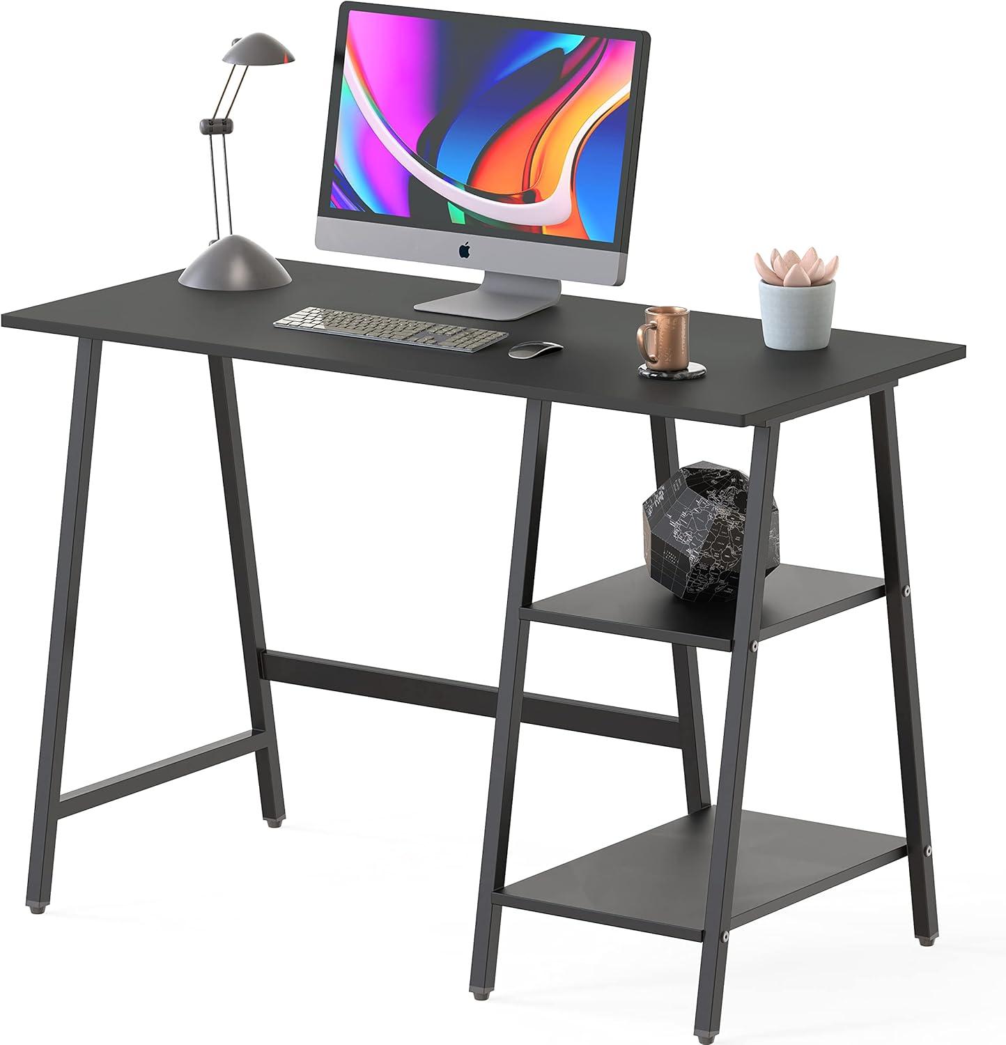 SHW Trestle 43-Inch Home Office Computer Desk, Oak