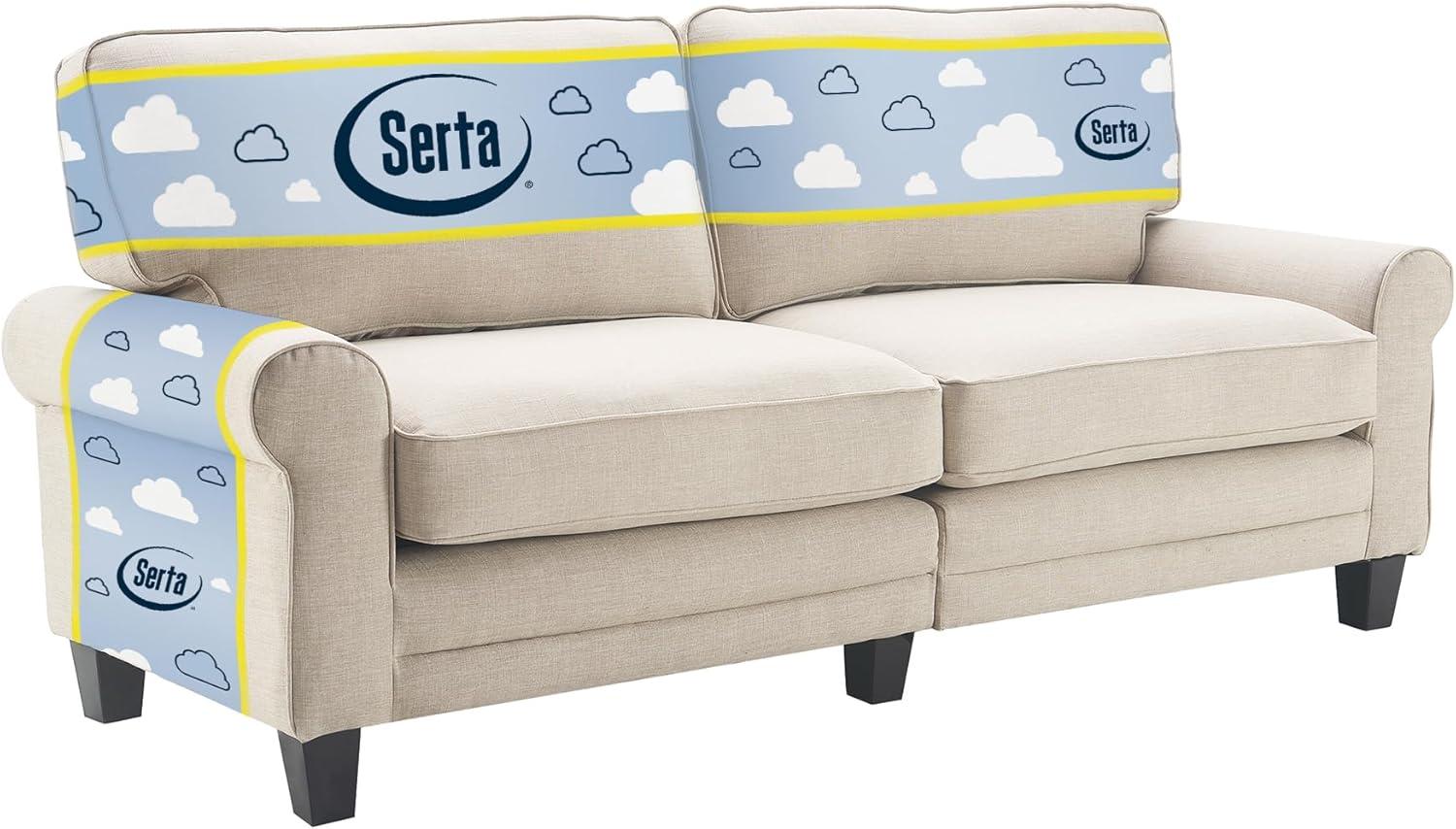 Serta Copenhagen 78" Rolled Arm Sofa, Easy Care Fabric, Soft Pillow Back, Pocket Coil Seat Cushions