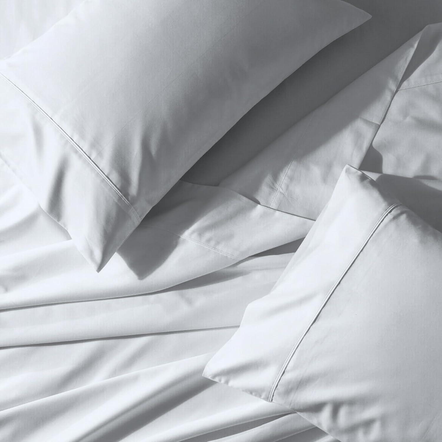 Twin White Organic Cotton Percale Deep Pocket Sheet Set