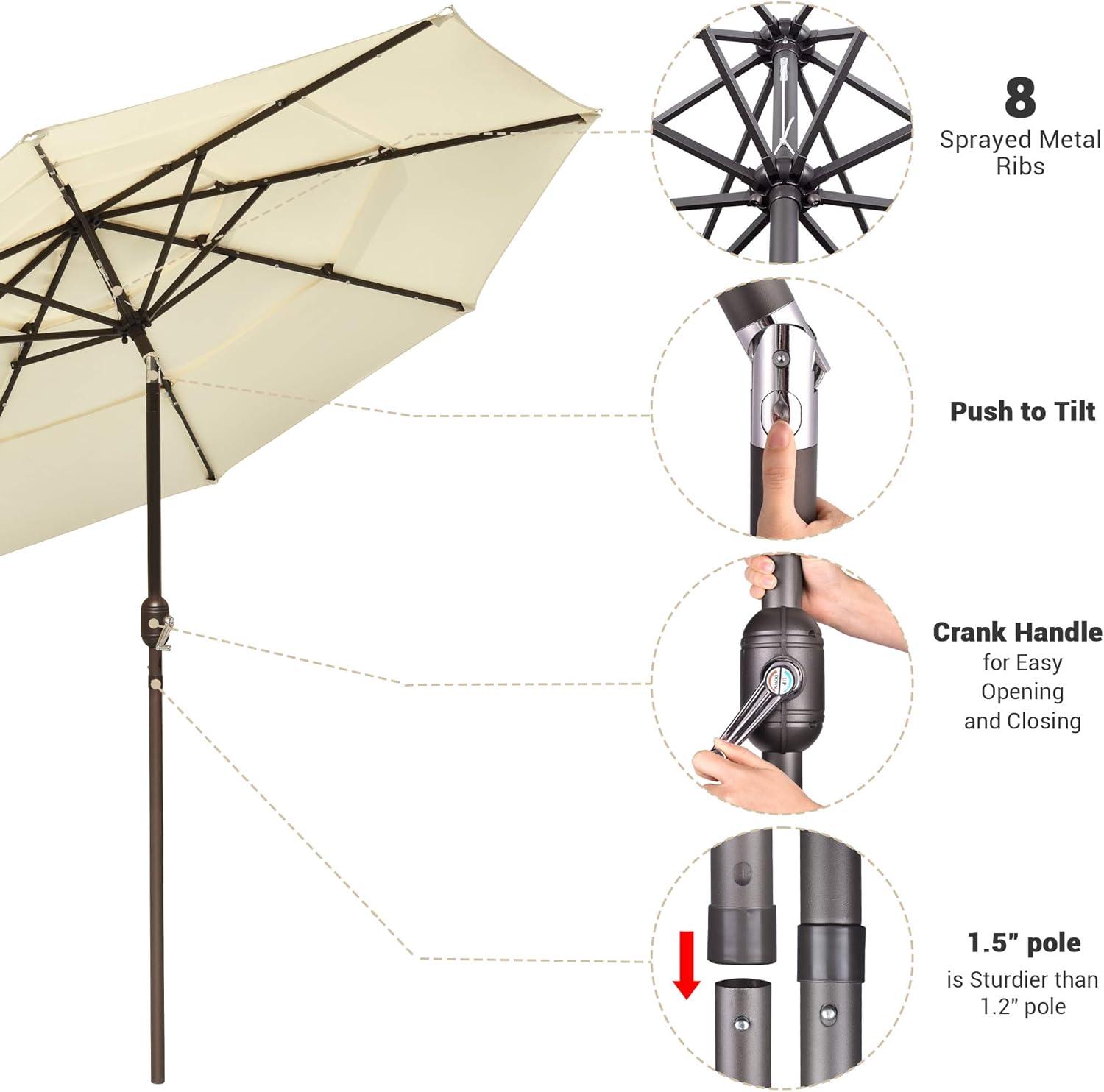 Latitude Run® 9 Feet Patio LED Solar Umbrella With Crank