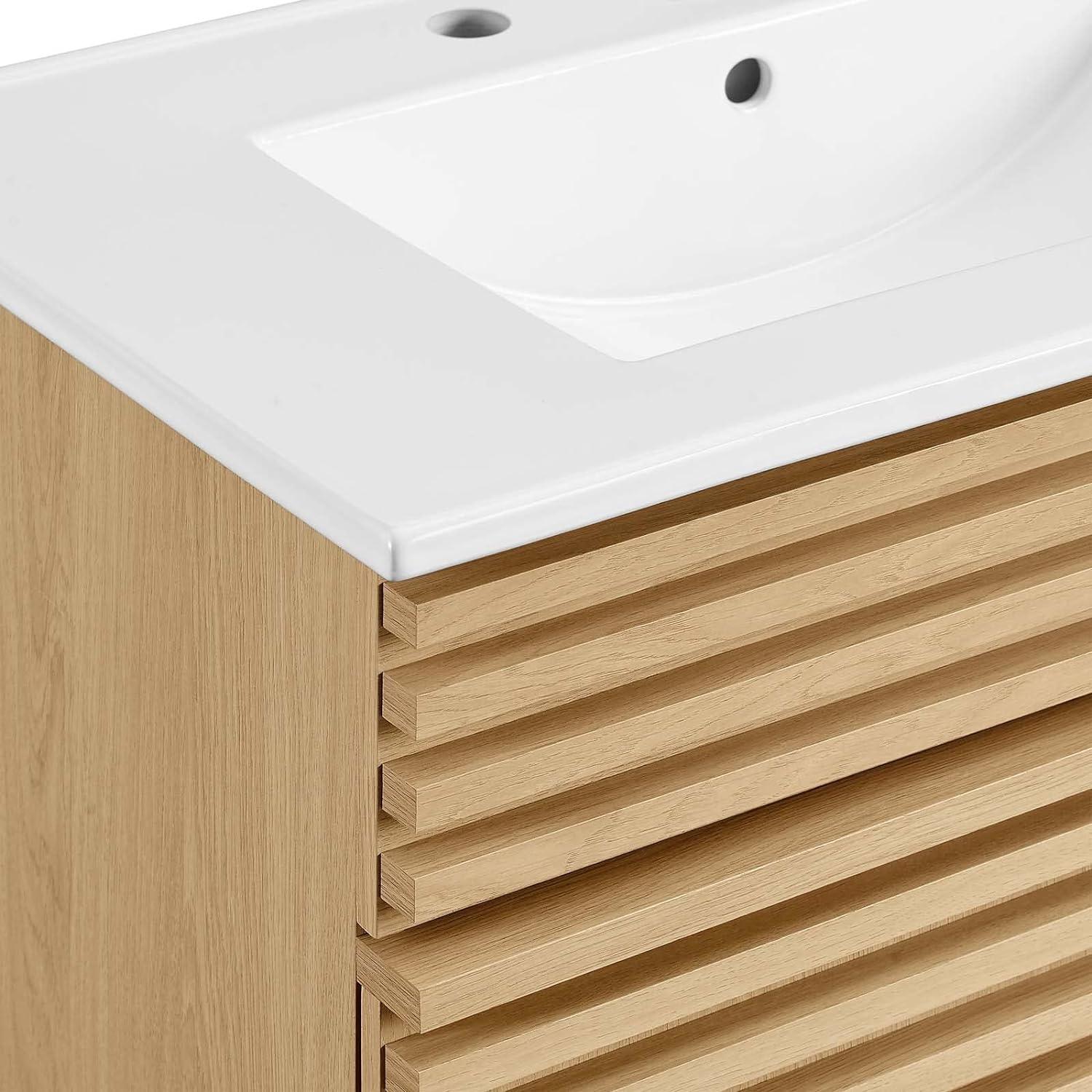 Modway Render 30" Bathroom Vanity Cabinet in Oak White