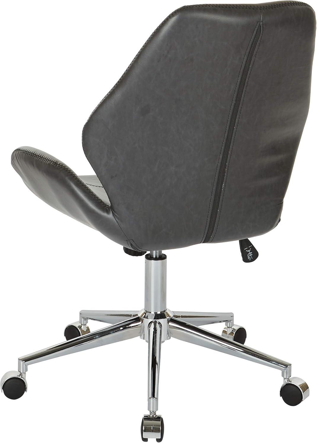 OSP Home Furnishings Chatsworth Office Chair in Black Faux Leather with Chrome Base