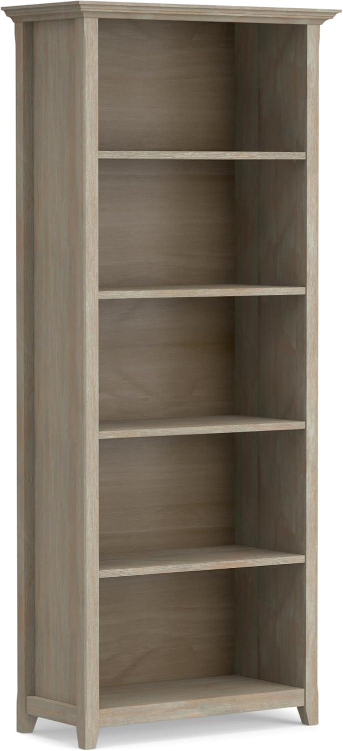 Distressed Grey Pine Adjustable 5-Shelf Bookcase