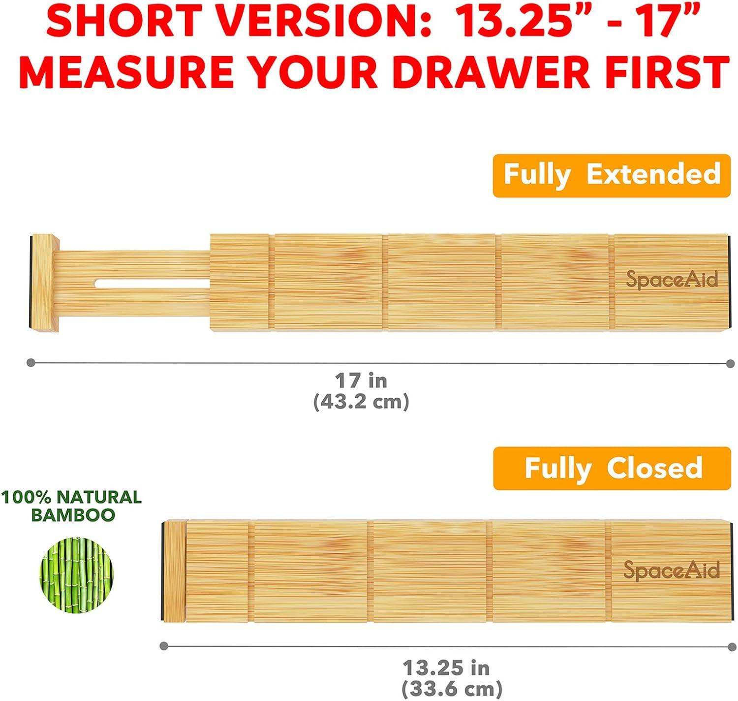 Adjustable Bamboo Drawer Dividers with Inserts and Labels