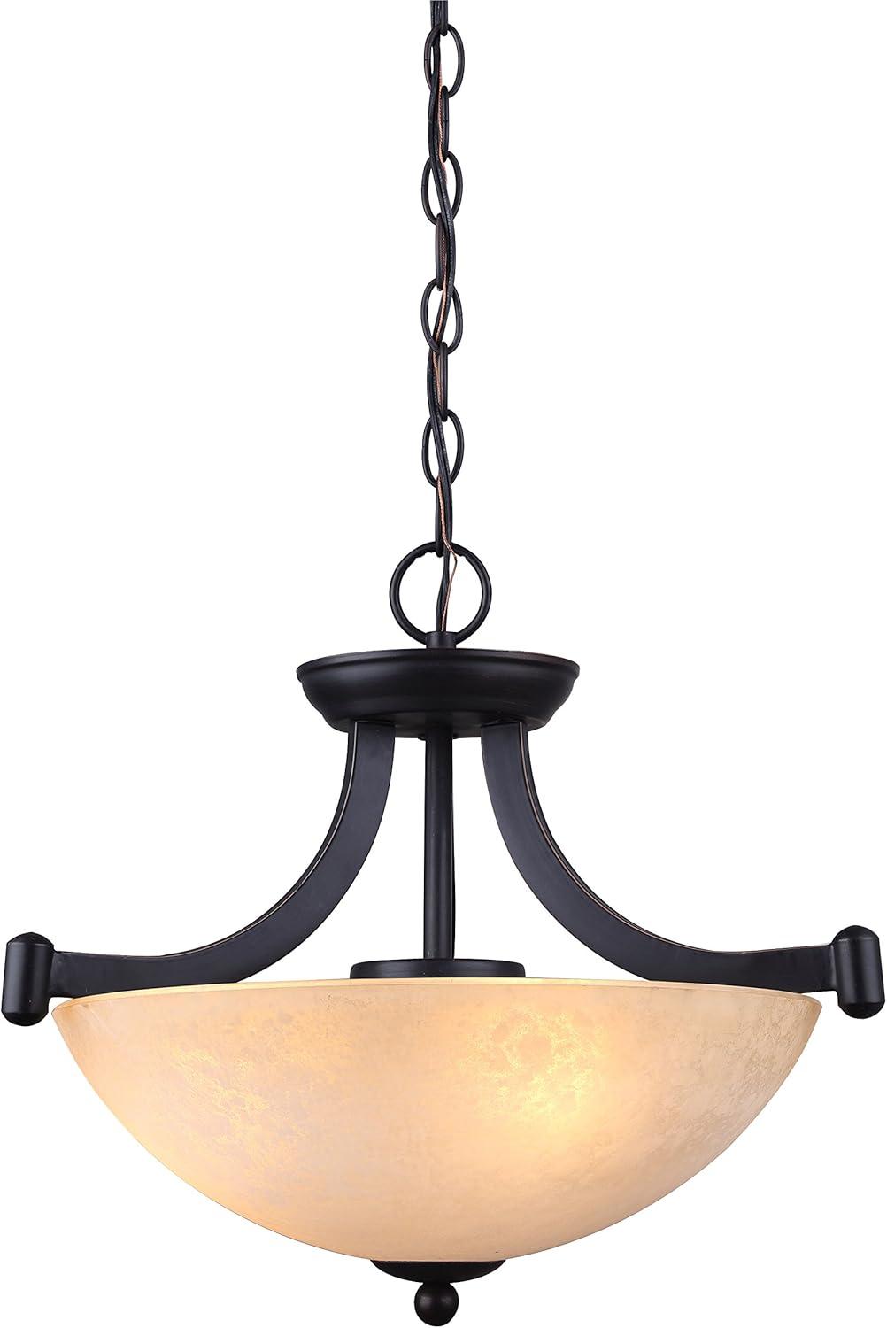 Warren 3-Light Bronze Pendant with Tea Stained Glass Bowl