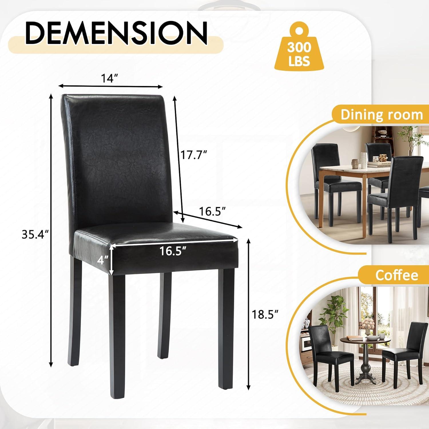 Tangkula Dining Chair Set of 4 w/ Acacia Wood Frame & Rubber Wood Legs Padded Backrest Black