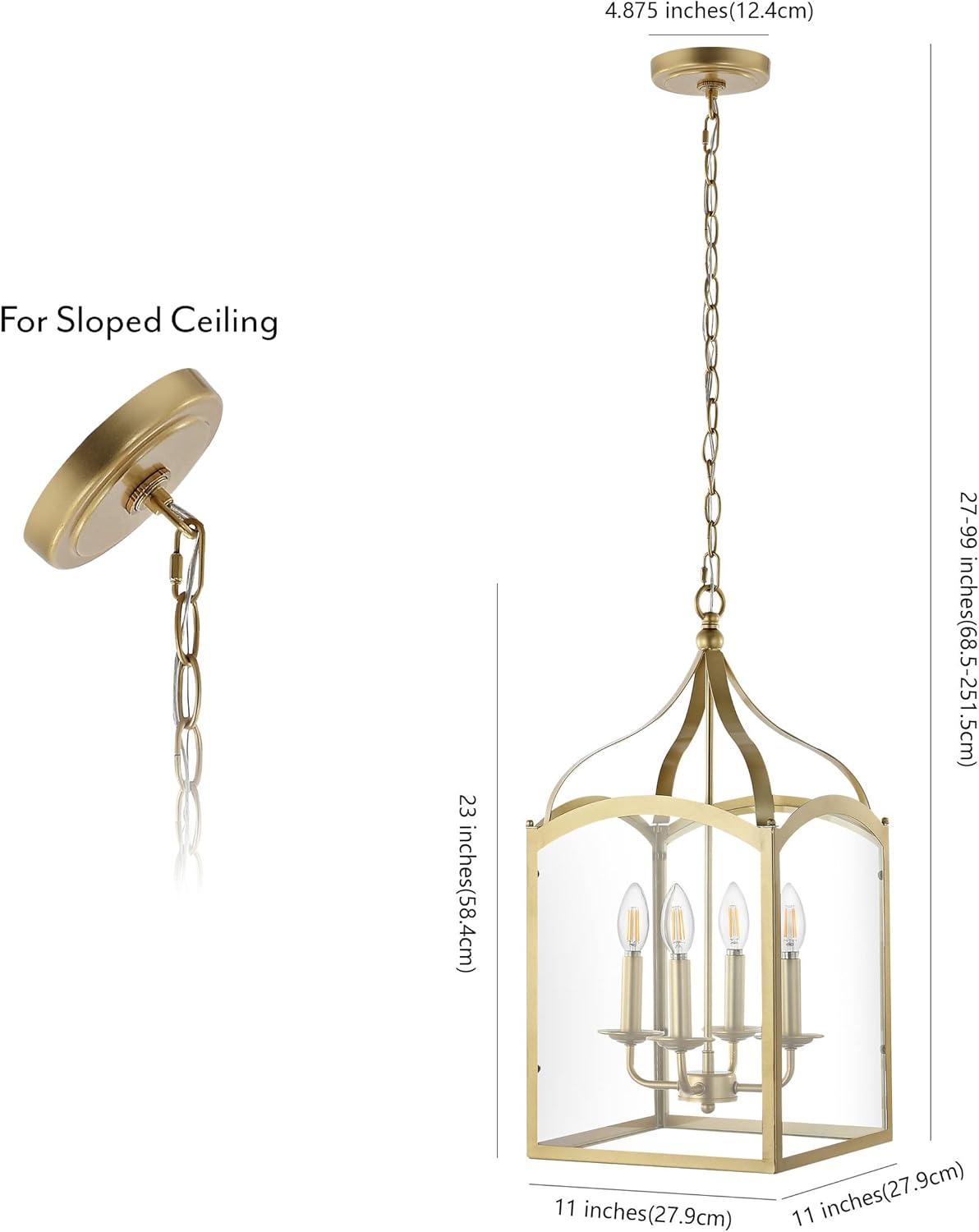 Ruth 11" Antique Gold Metal & Clear Glass LED Pendant Light