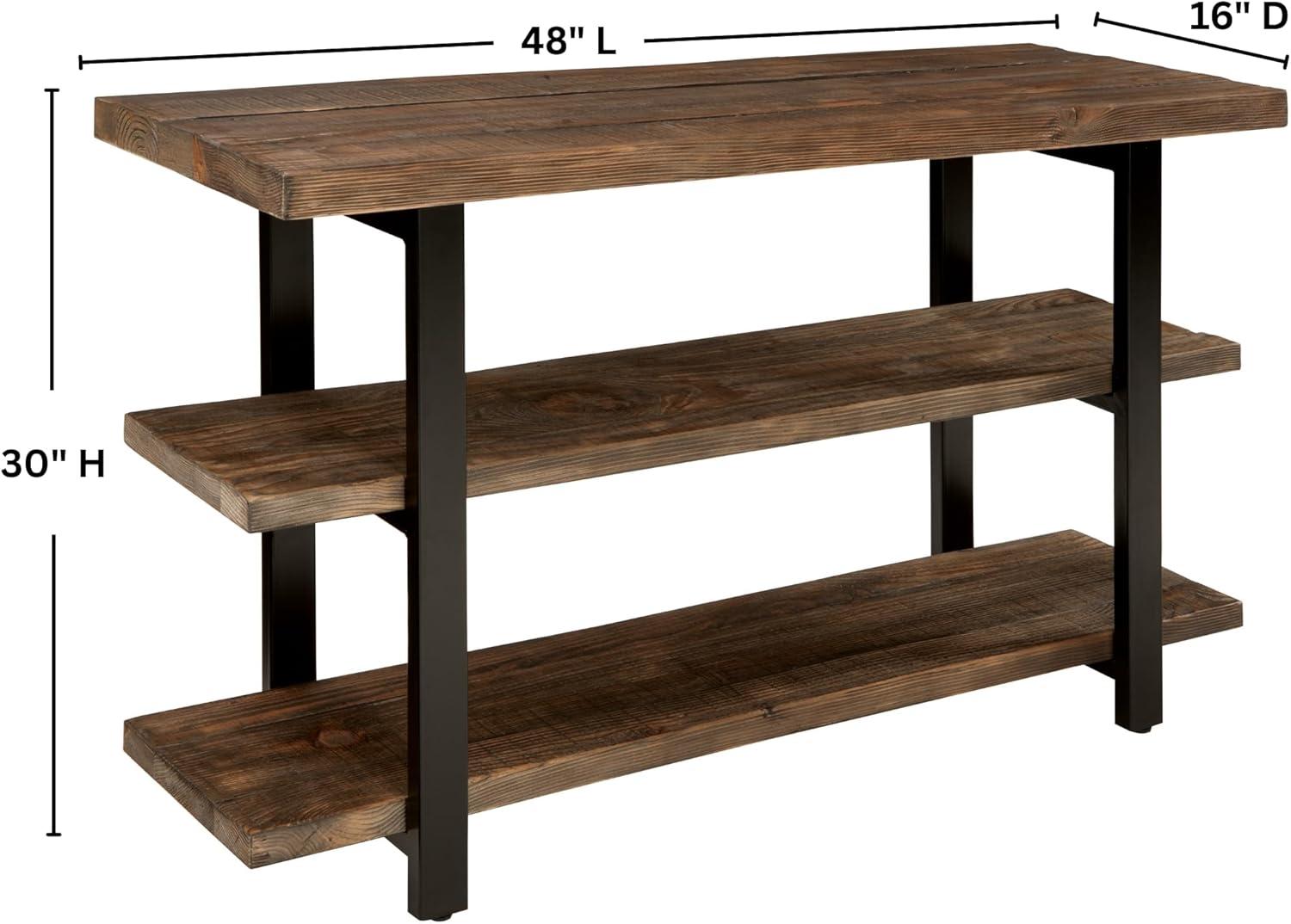 Pomona 2 Shelf Console Table Brown - Alaterre Furniture: Rustic Sofa Table, Metal Frame, Wood Top, Entryway Furniture