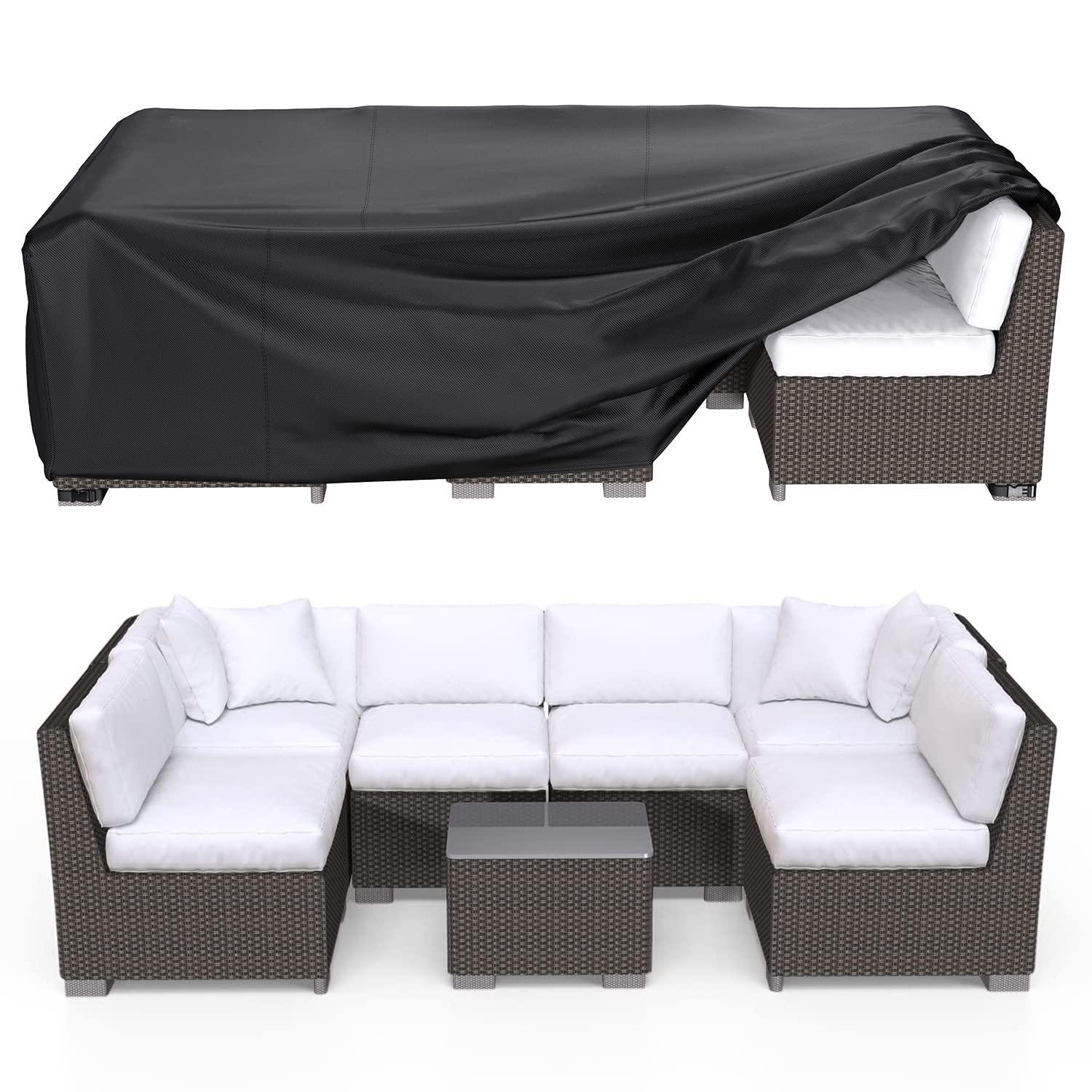 Patio Furniture Covers, Heavy Duty Outdoor Furniture Cover Waterproof, Sectional Sofa Set Covers Table and Chair Set Cover 108" L × 82" W × 28" H