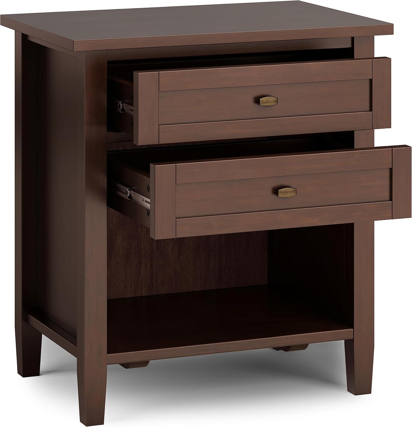 Simpli Home Warm Shaker 24"W Solid Wood Bedside Table with Two Drawers