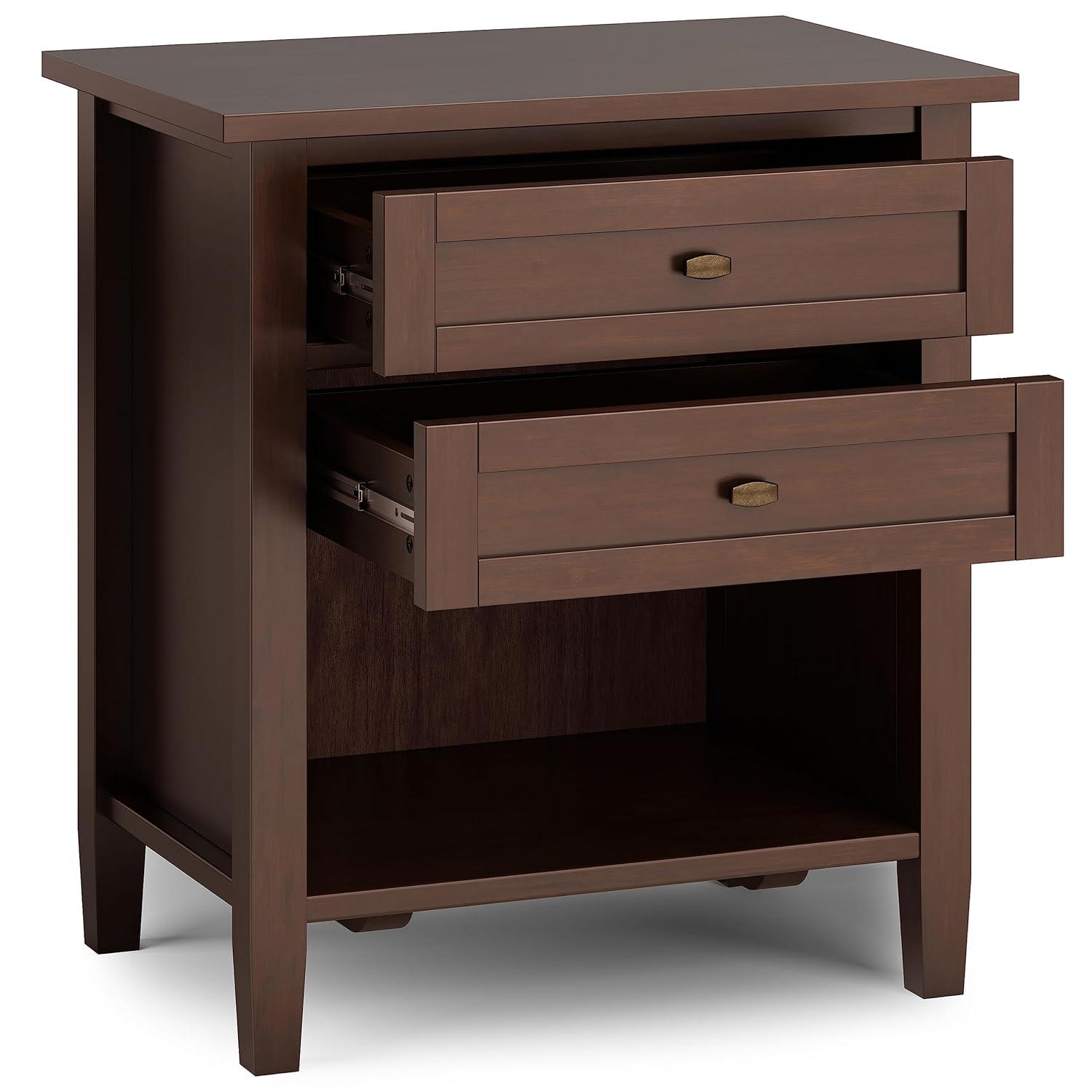 Simpli Home Warm Shaker 24"W Solid Wood Bedside Table with Two Drawers