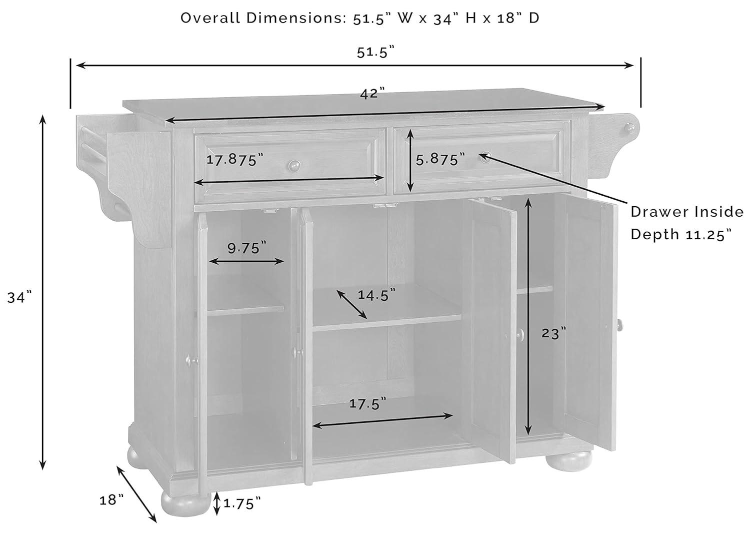 Crosley Furniture Alexandria Wood Kitchen Island in Mahogany