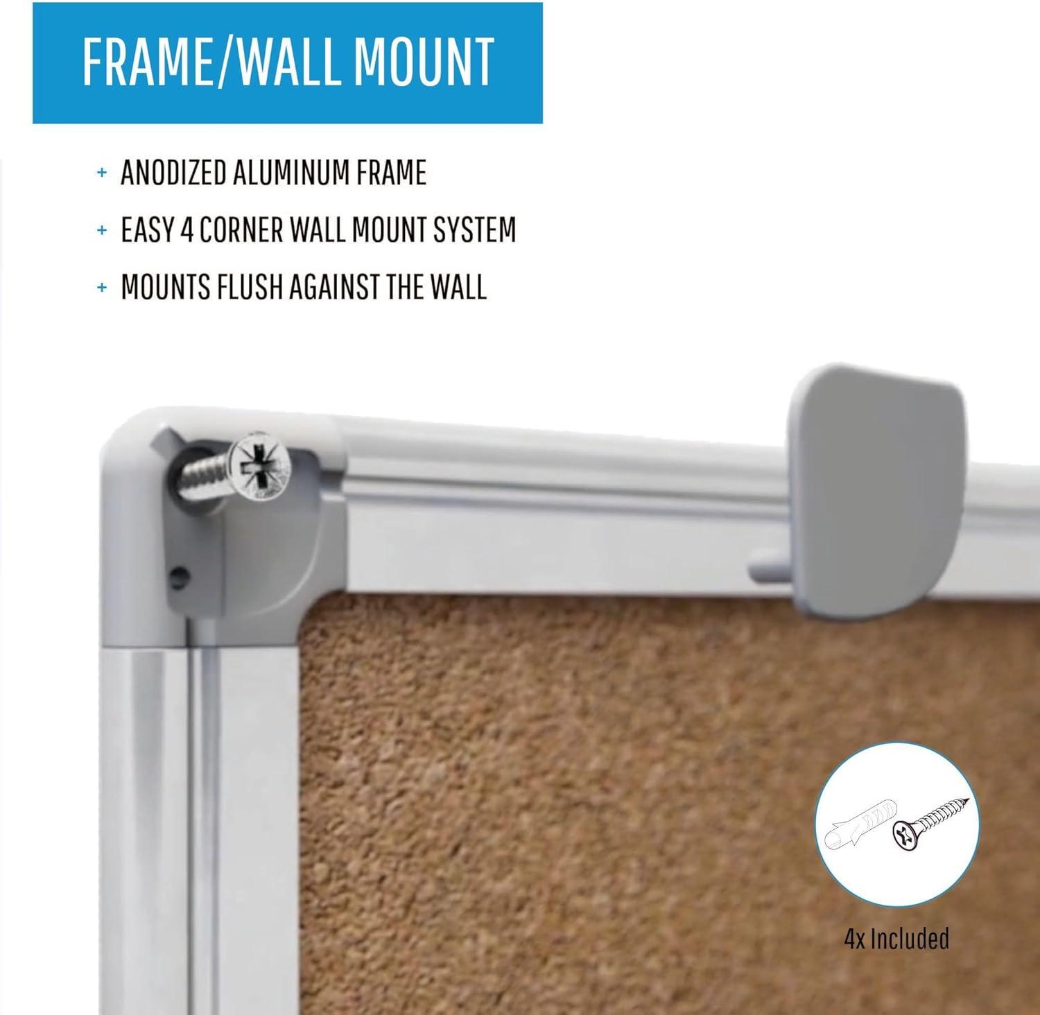 Bi-Silque Visual Communication Products CA031790 Earth Cork Bulletin Board, 24 x 36 in., Aluminum Frame