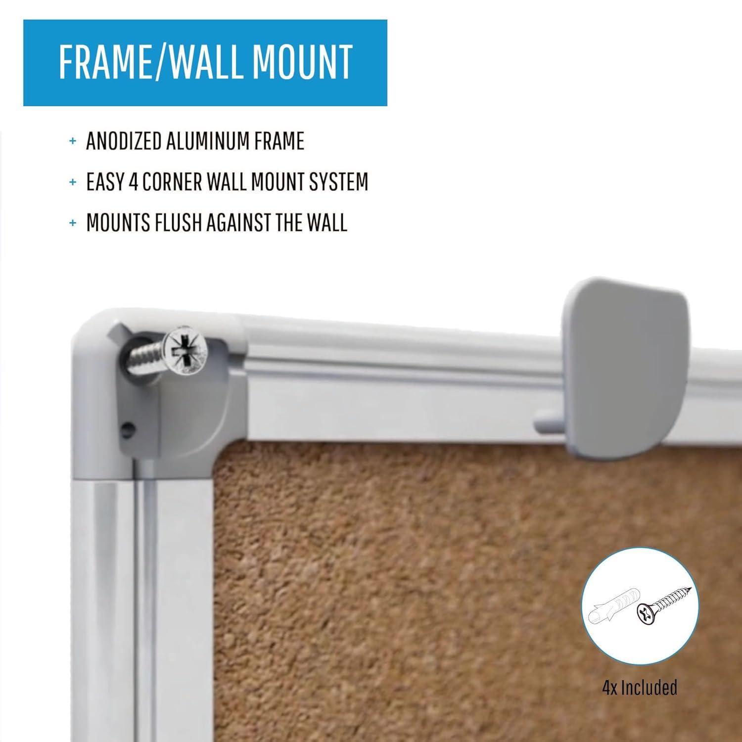 Bi-Silque Visual Communication Products CA031790 Earth Cork Bulletin Board, 24 x 36 in., Aluminum Frame