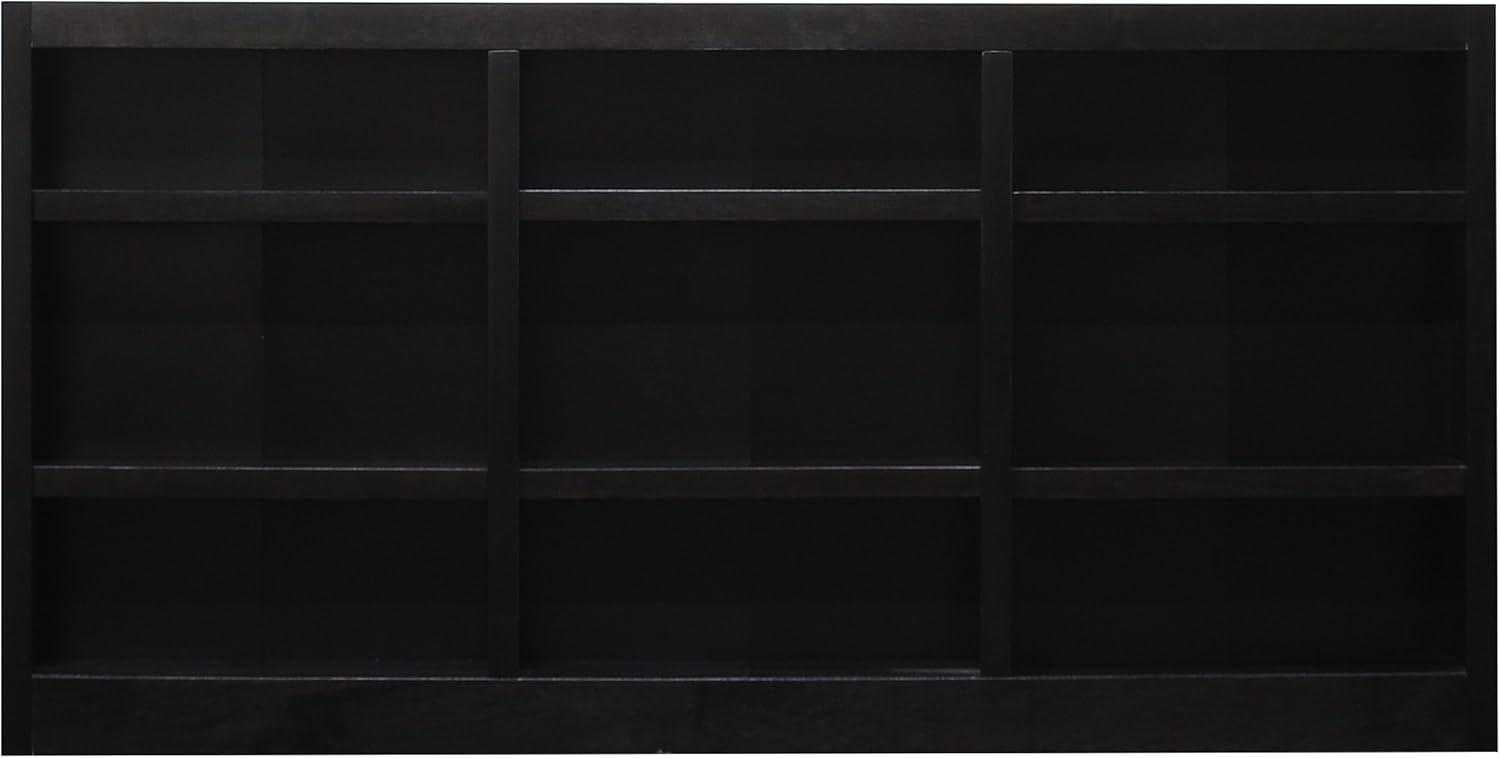 Espresso Wood Adjustable Wall Storage Bookcase 72" x 36"