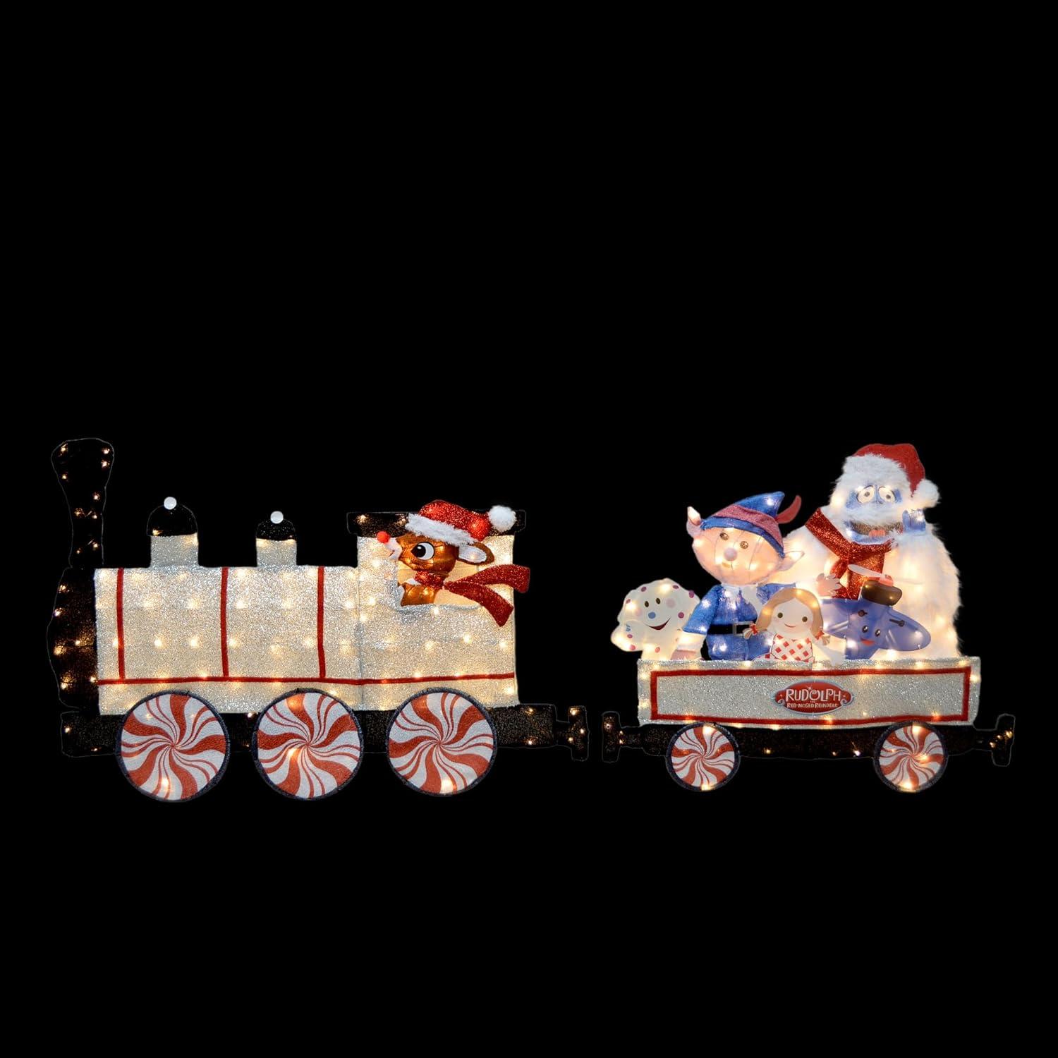 Rudolph Silver LED 79-Inch Christmas Train Yard Decor