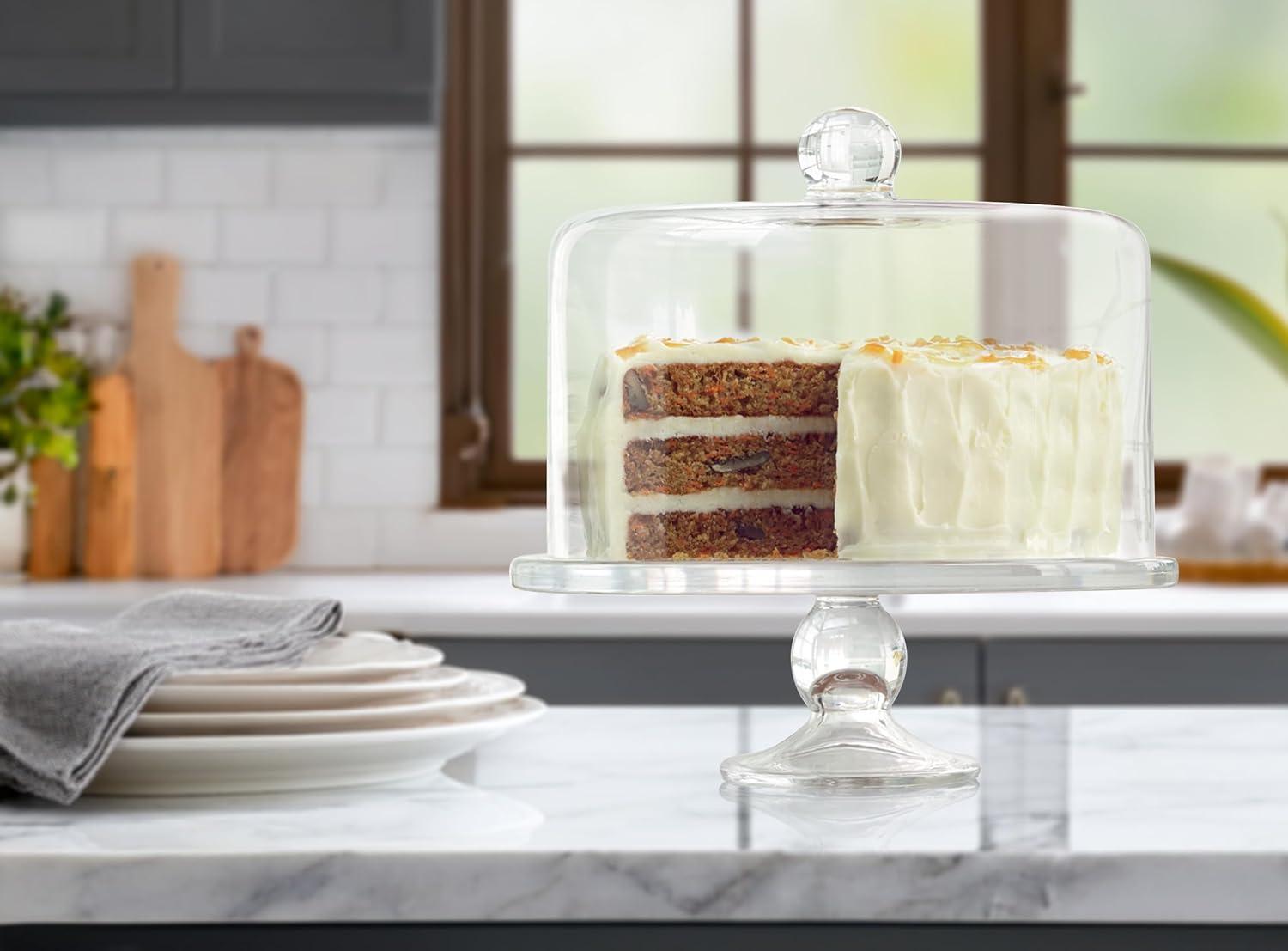 Artland Simplicity Cake Stand with Straight Sided Dome - Flawless Glass, Tall Cake Friendly, Secure Design, Elegant Craftsmanship, Gift Ready, Durable, Designed by Artland