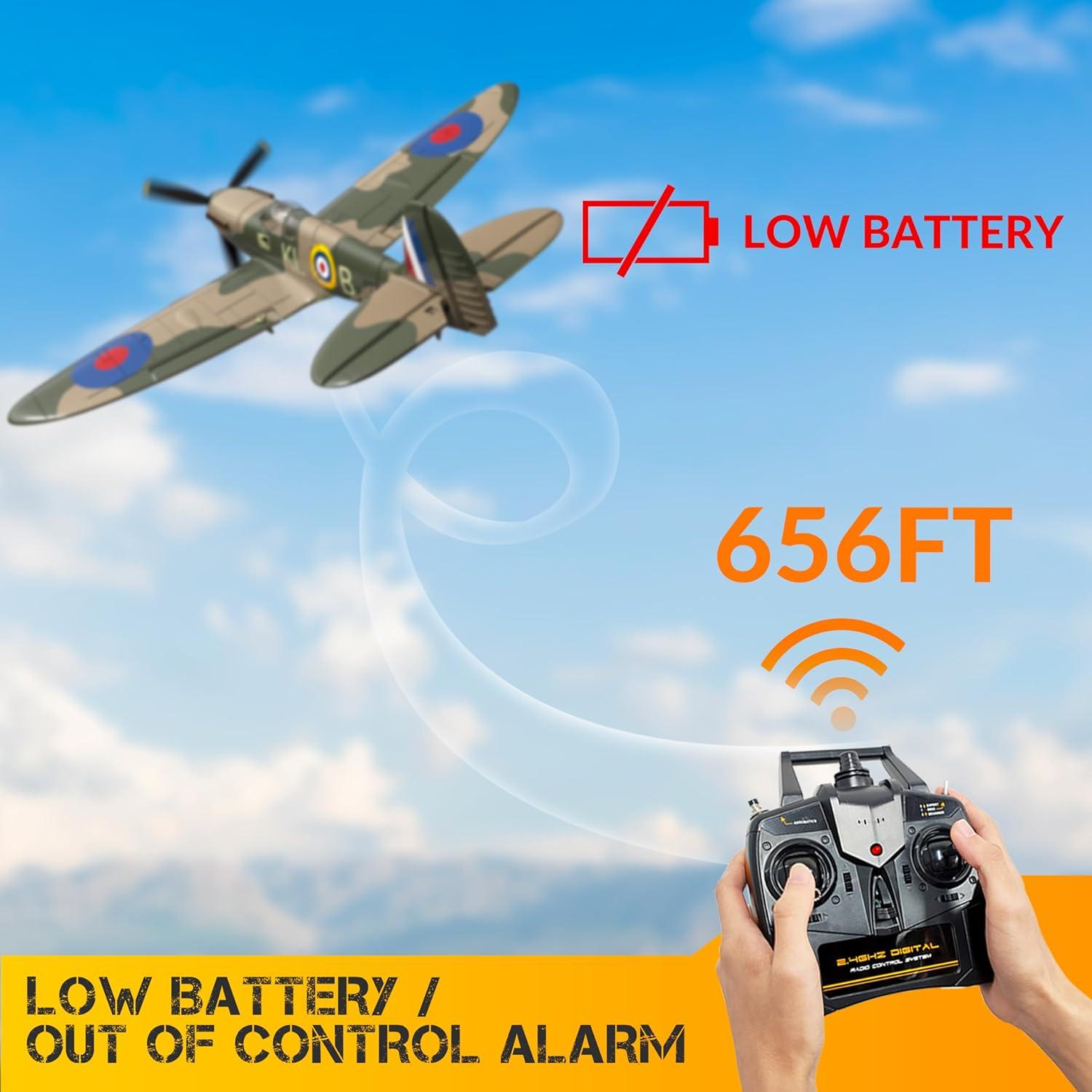 Open Box 4-CH Spitfire One Key Remote Control Airplane with Xpilot Stabilizer