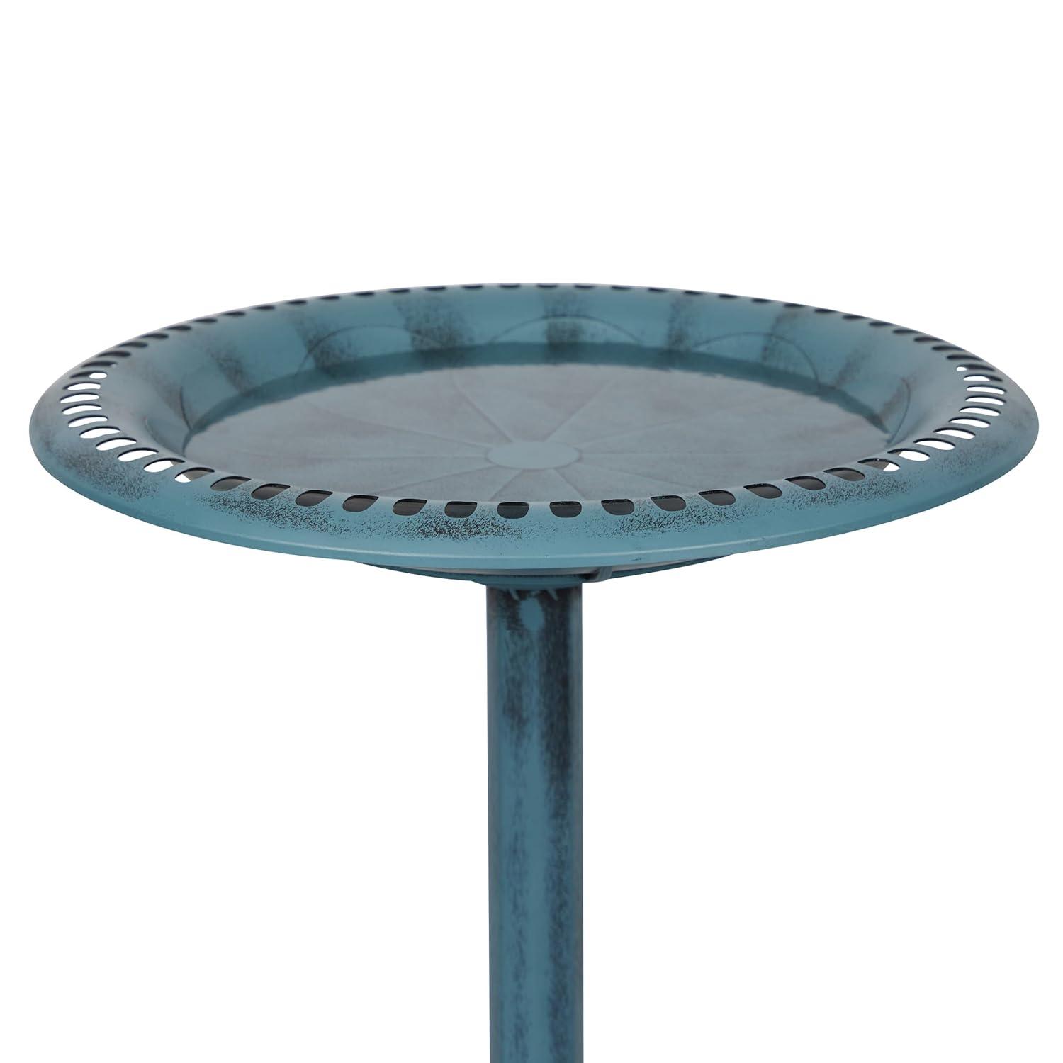 Alpine Pedestal Birdbath with Scrollwork Base and Stakes