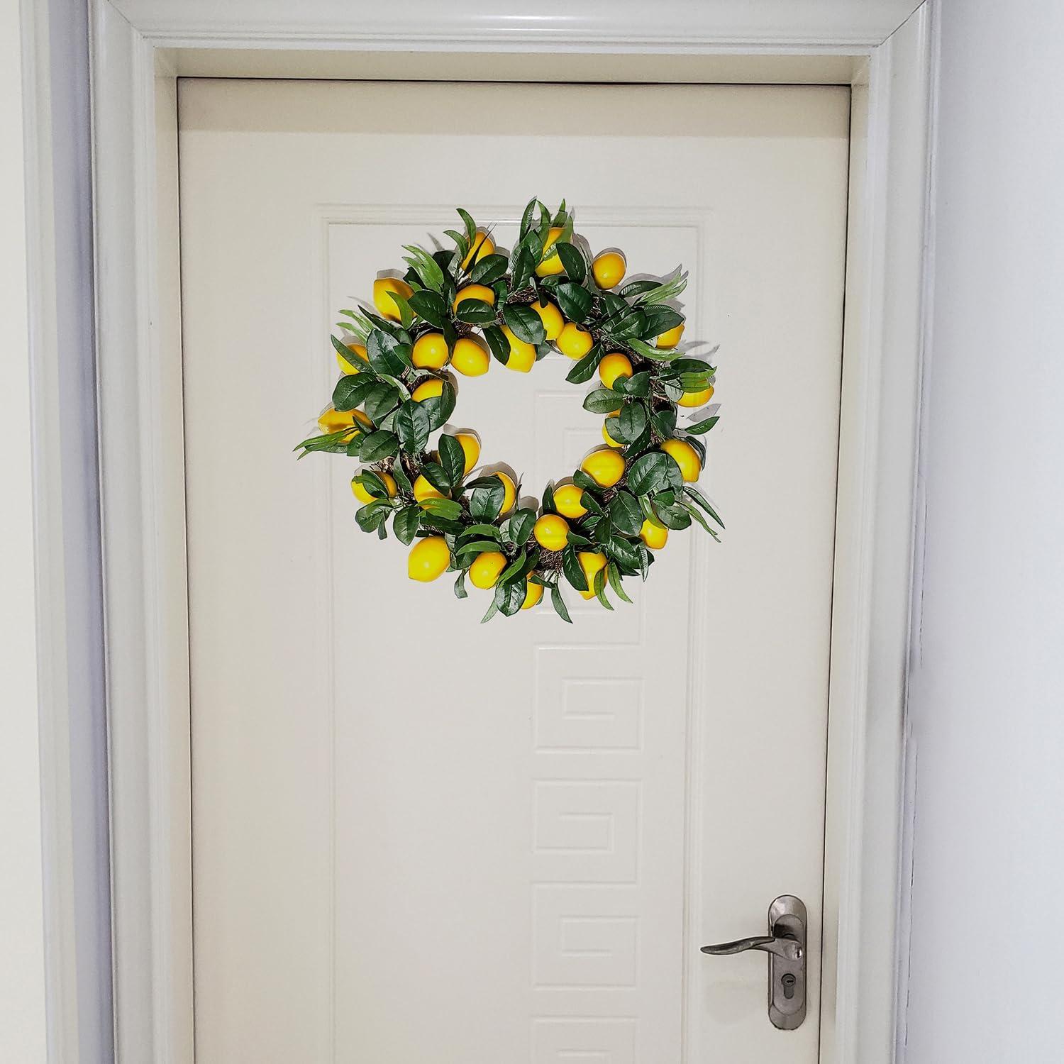 20'' Yellow Lemon and Green Leaf Artificial Wreath