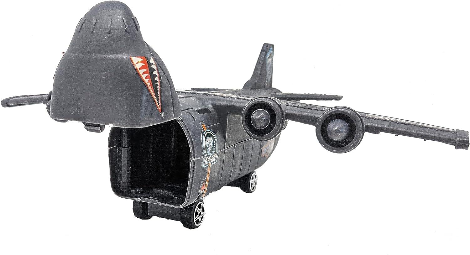 33-Inch Black Aircraft Carrier Toy with Assorted Military Vehicles
