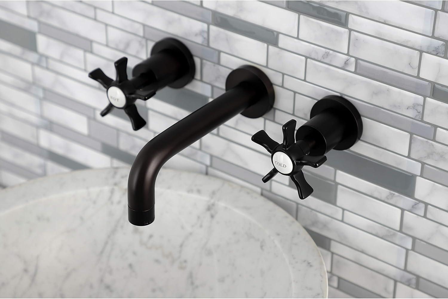 Kingston Brass Hamilton Two-Handle 3-Hole Wall Mount Bathroom Faucet