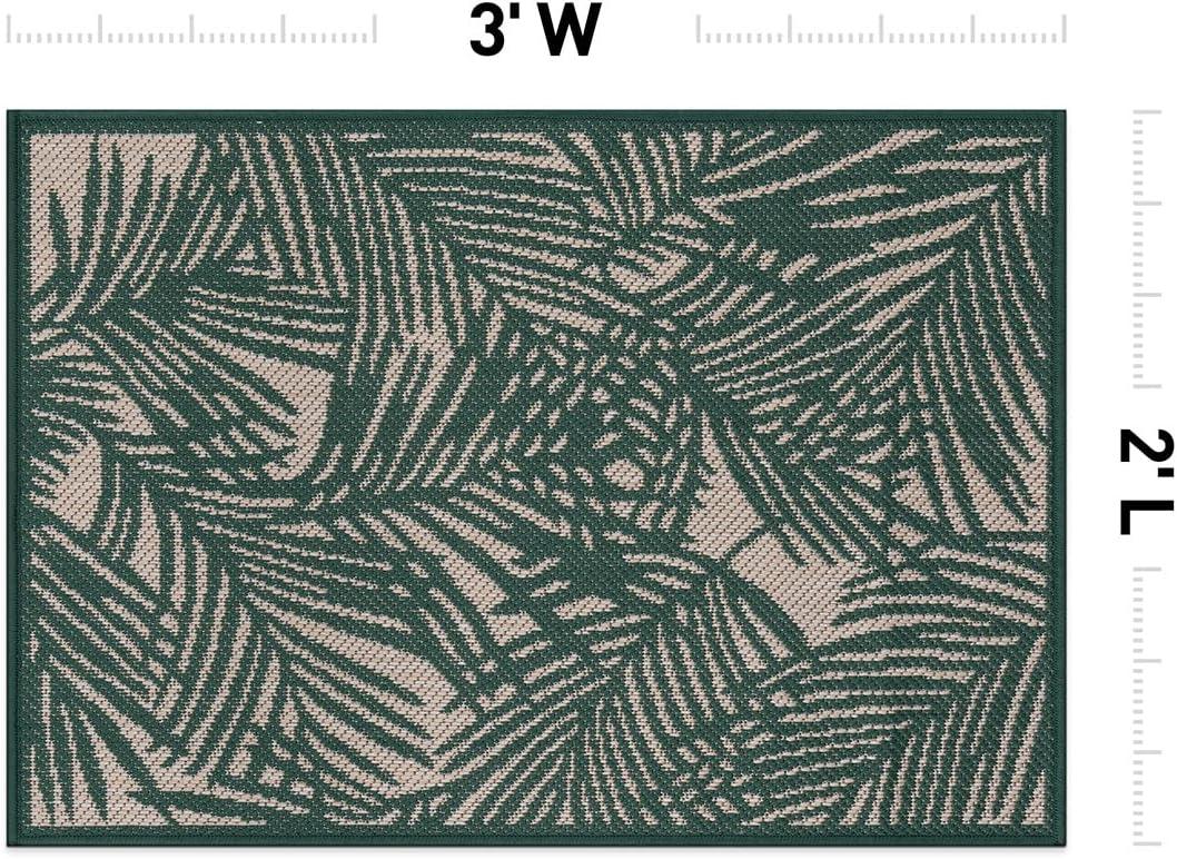 World Rug Gallery Contemporary Palm Leaf Textured Flat Weave Indoor/Outdoor Area Rug - NAVY 2'x3'