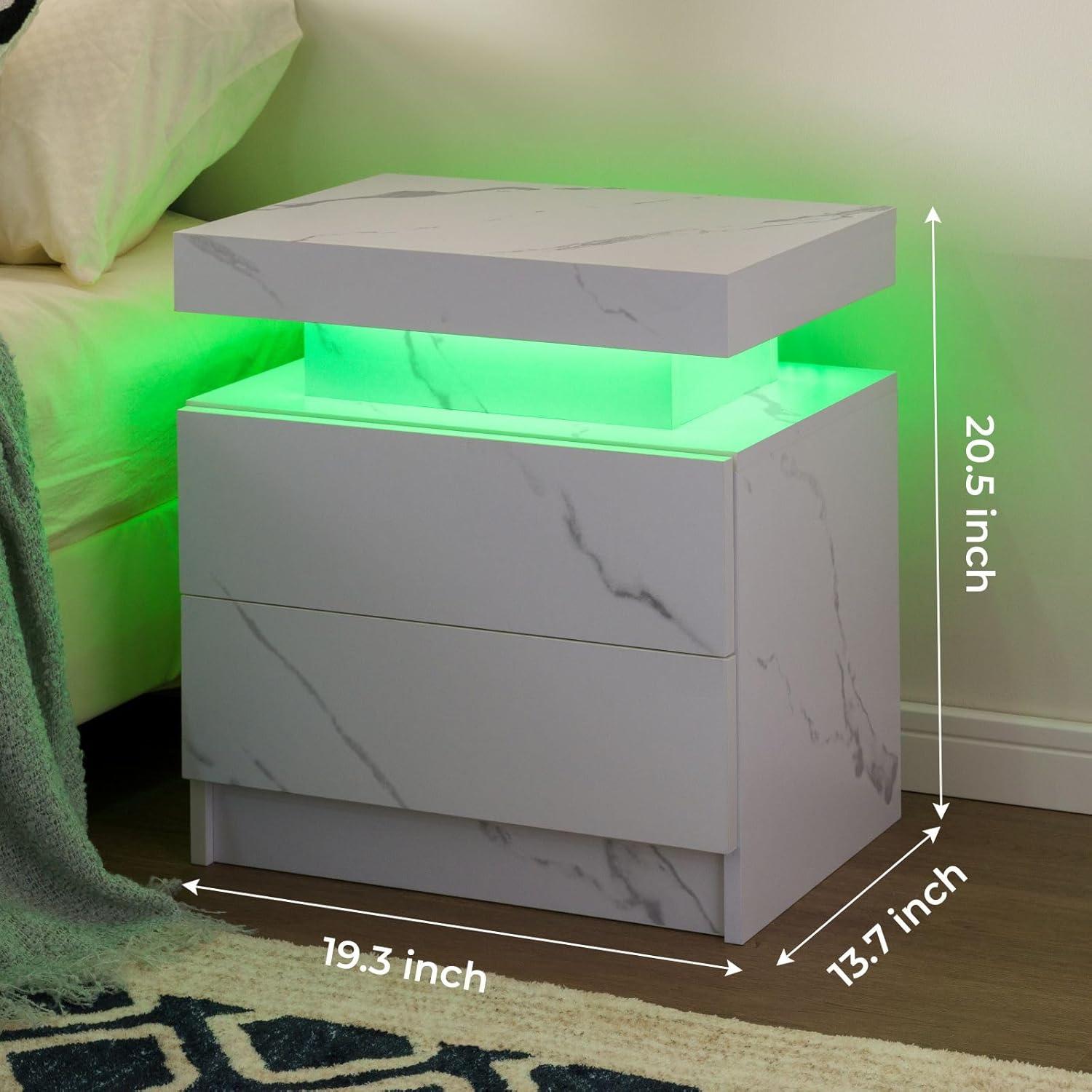 LED Nightstand with Drawers