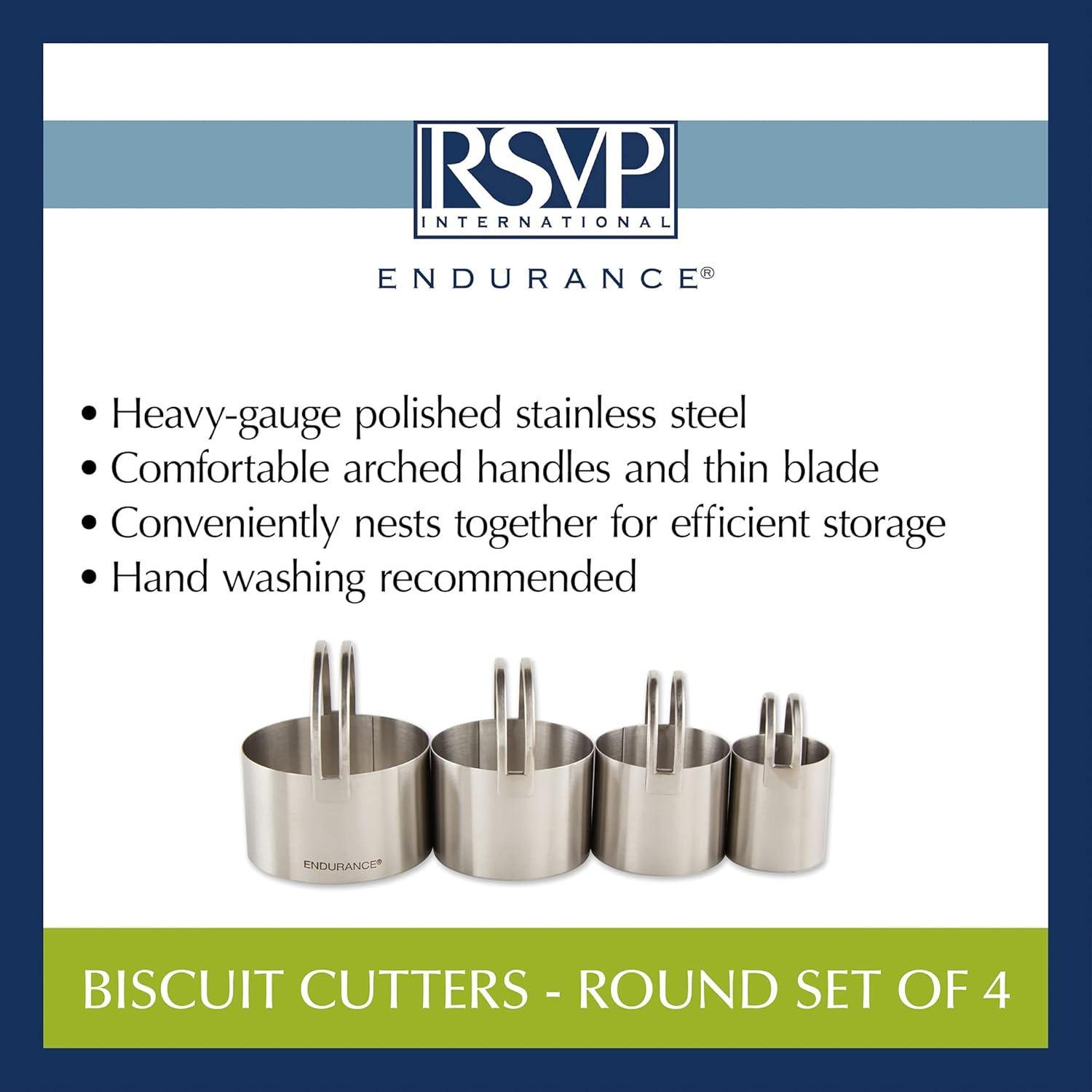 RSVP Endurance 4 Piece Stainless Steel Biscuit Cutter Set