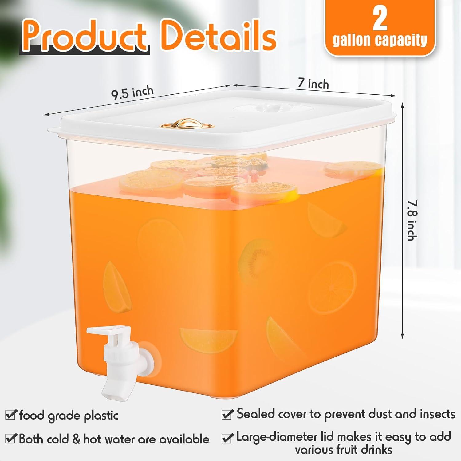 Mint Pantry® 2 Pack 2.5 Gallon Drink Dispenser For Fridge With Spigot Water Dispenser Leak Proof Lids Filter Screen Beverage Juice Container Sealed Plastic Lemonade Milk Cold Hot Drink Tea Jug For Party