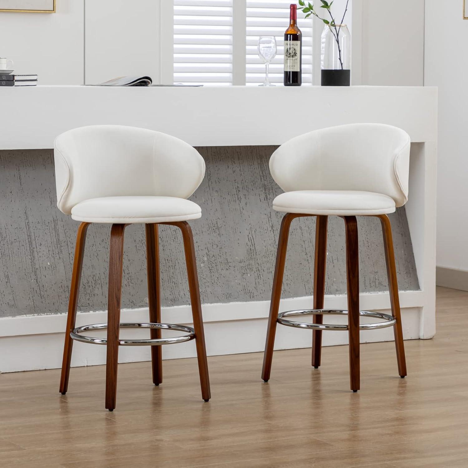 Kicha Upholstered Counter Stool with Solid Wood Frame (Set of 2)