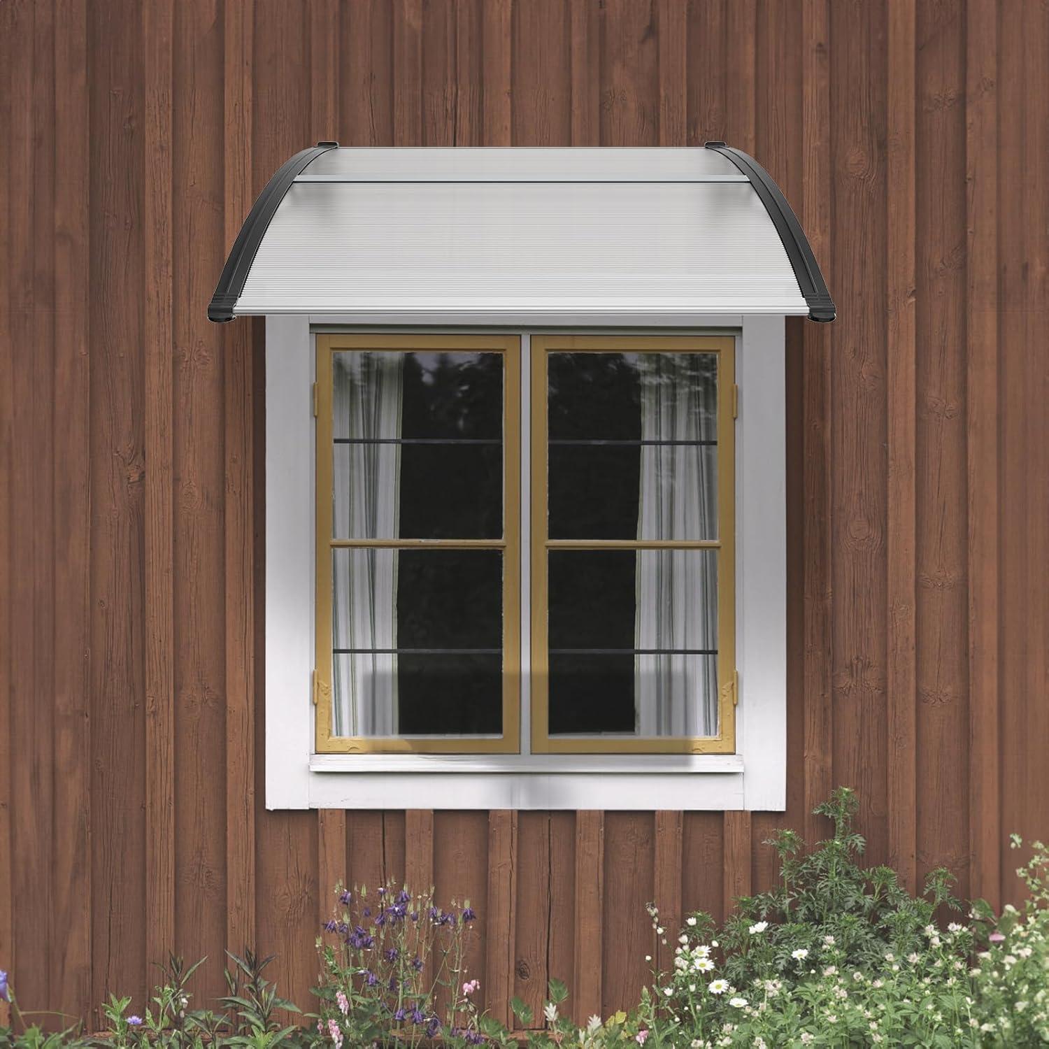 VEVOR Window Door Awning Canopy 40" x 40", UPF 50+ Polycarbonate Entry Door Outdoor Window Awning Exterior, Front Door Overhang Awning