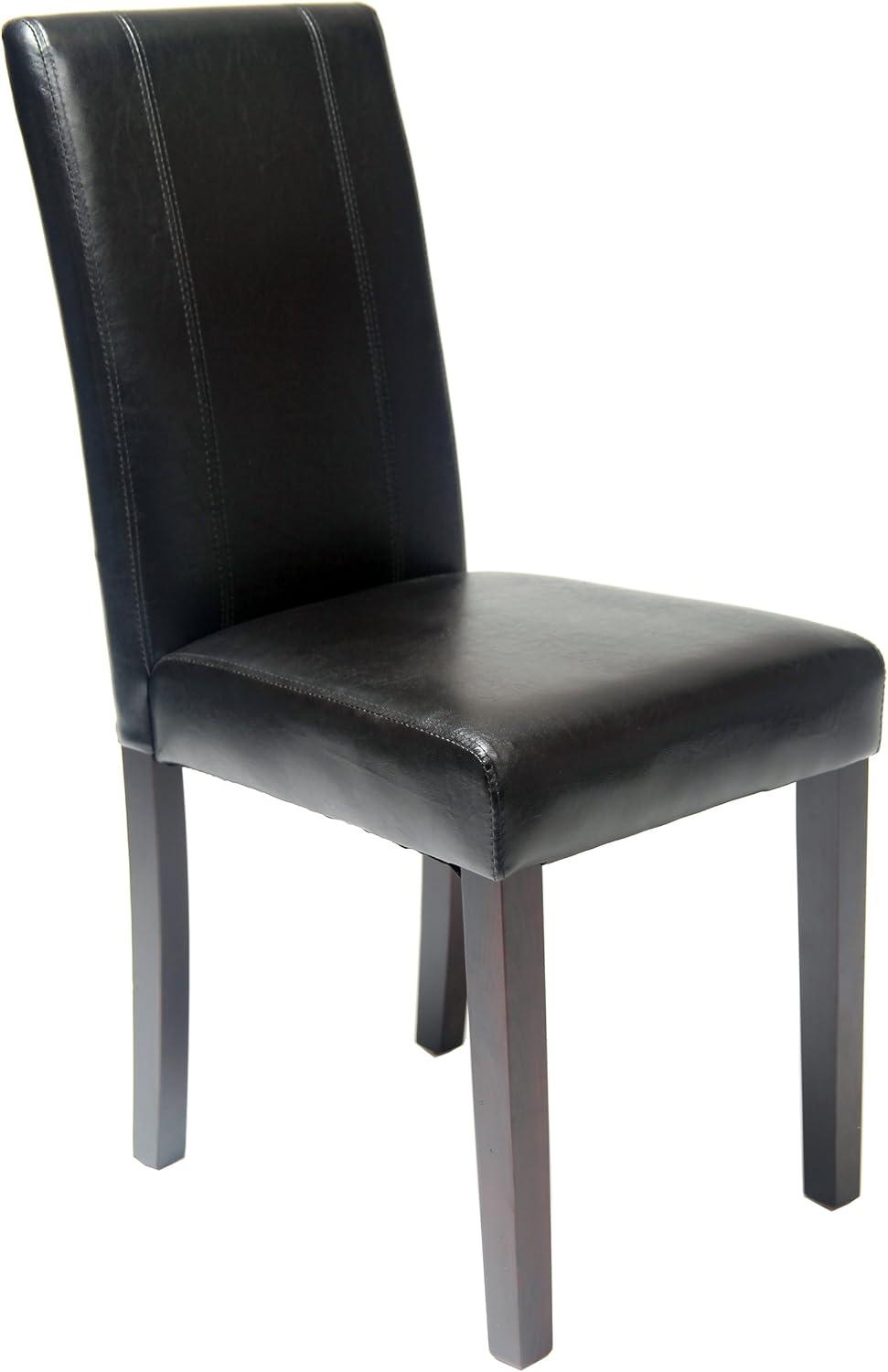 High-Back Black Faux Leather Parsons Side Chair