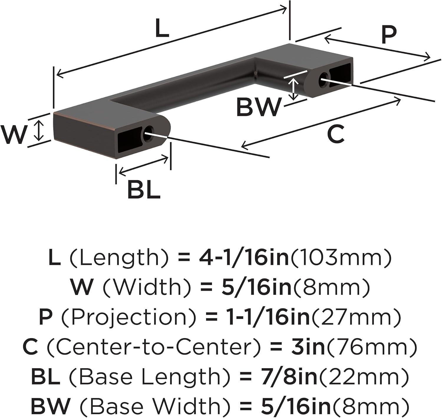 Oil Rubbed Bronze Modern Cabinet Pulls with Mounting Hardware, 10 Pack