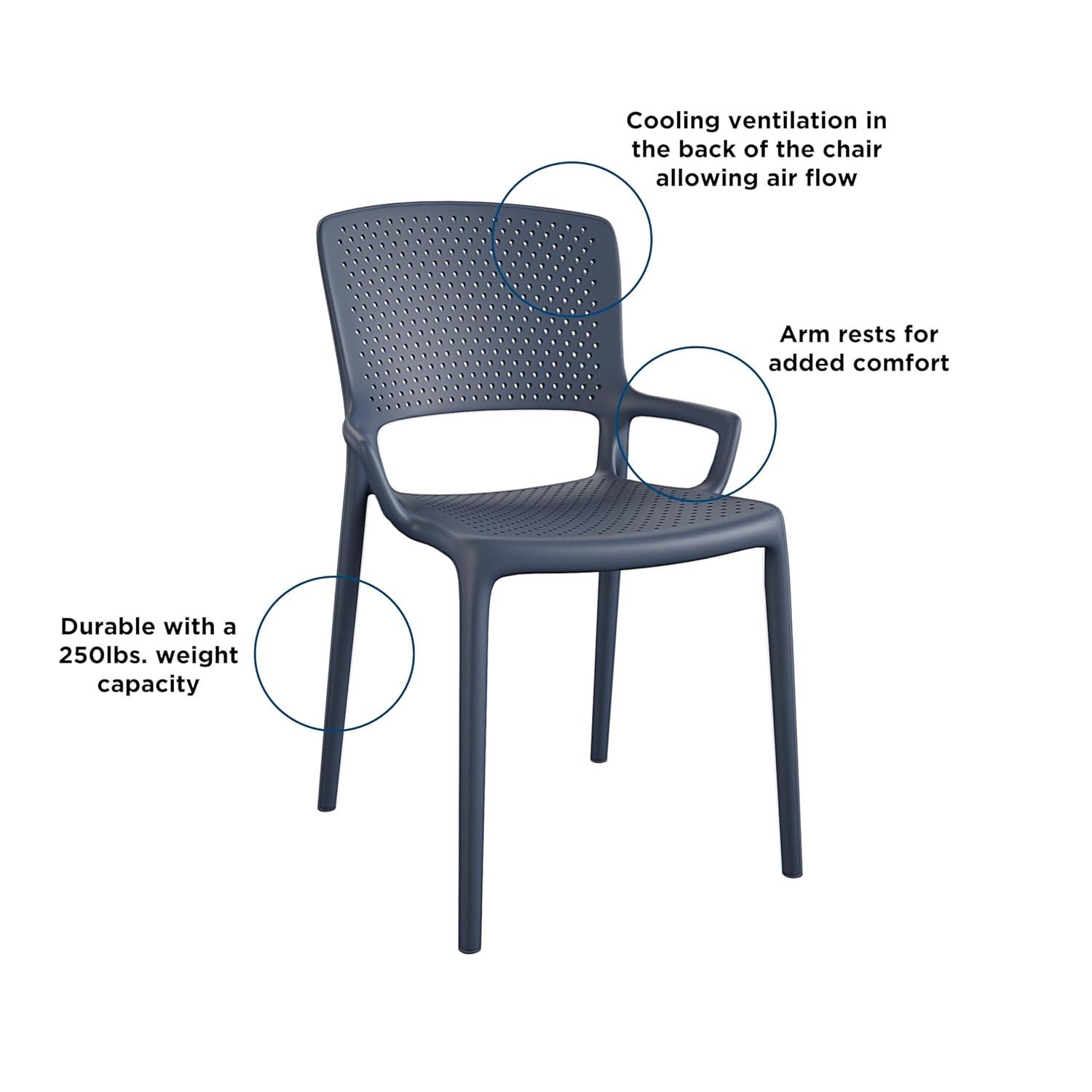 COSCO Outdoor/Indoor Stacking Resin Chair with Square Back and Arms