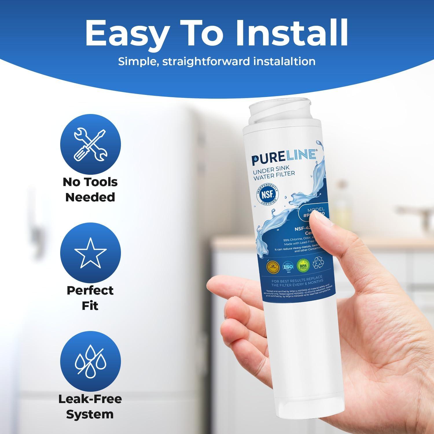 PURELINE GE FQROPF and FQSLF Under Sink Water Filter Replacement. Compatible with PXRQ15RBL, PXRQ15F, PNRQ15F, PNRQ20F, PNRQ20R and PNRQ21R (3 Pack)