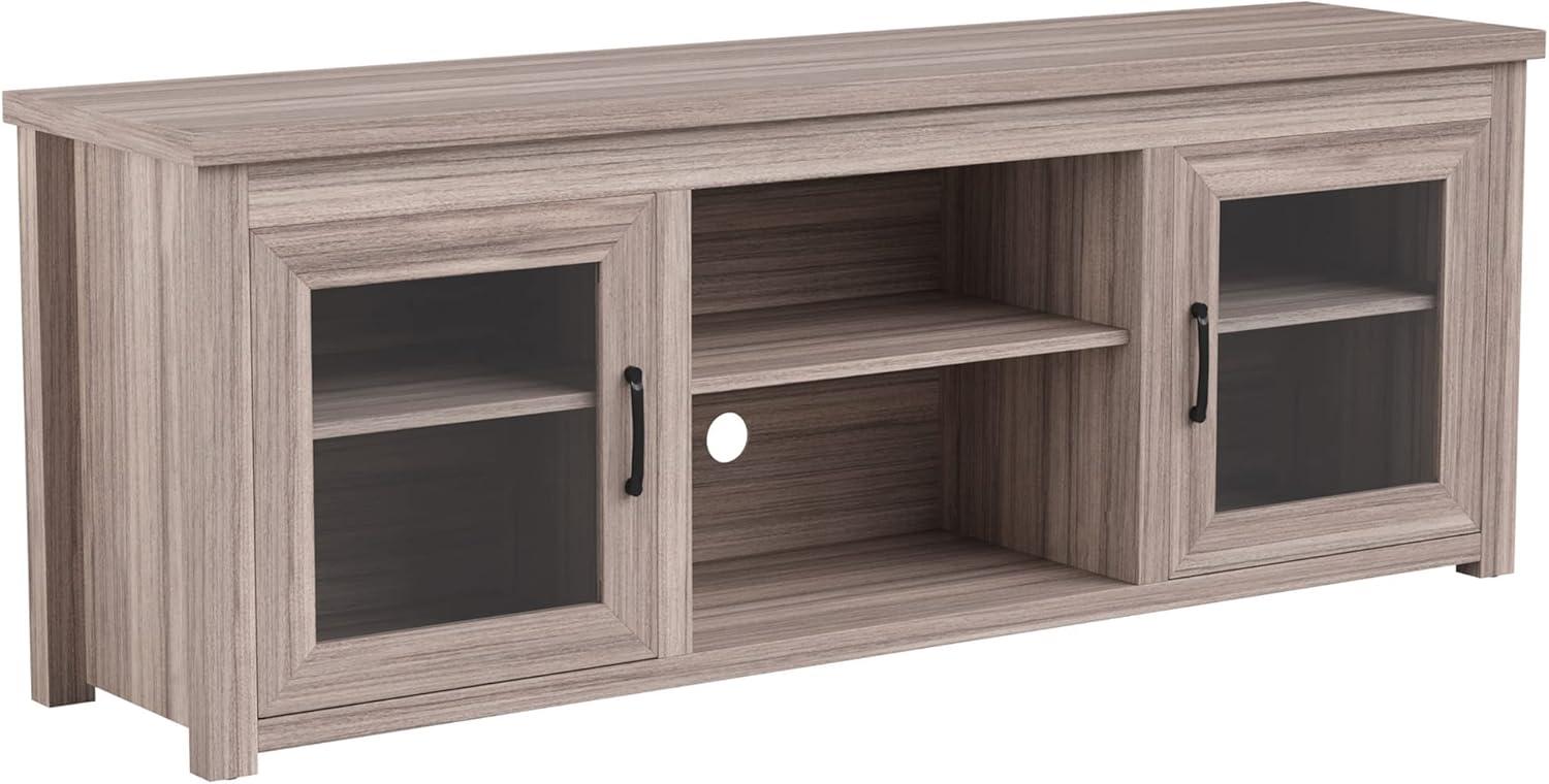 Sheffield 65" Gray Wash Oak TV Stand with Glass Doors