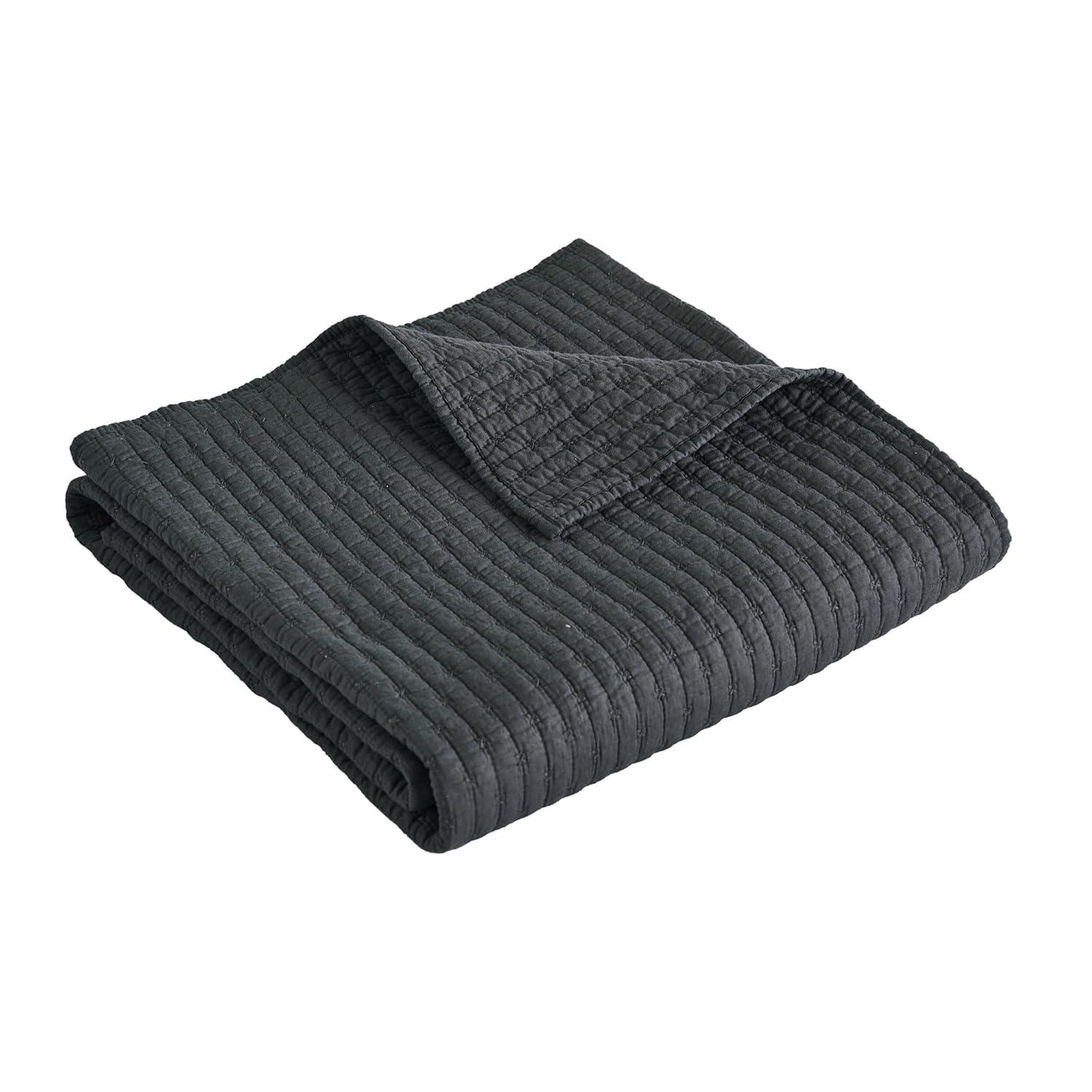 Cross Stitch Charcoal Throw - One Quilted Throw - Levtex Home