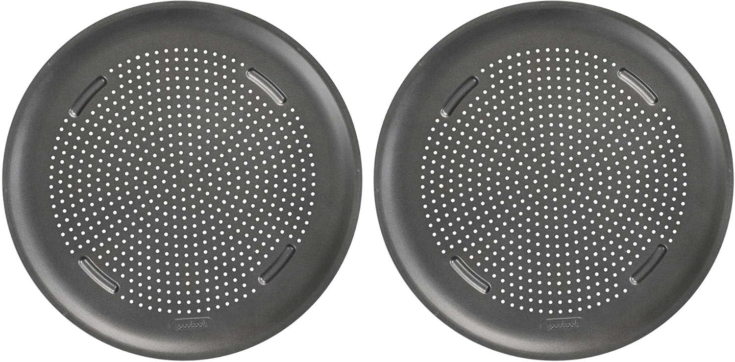 GoodCook 16" Nonstick Carbon Steel Perforated Pizza Pan Set