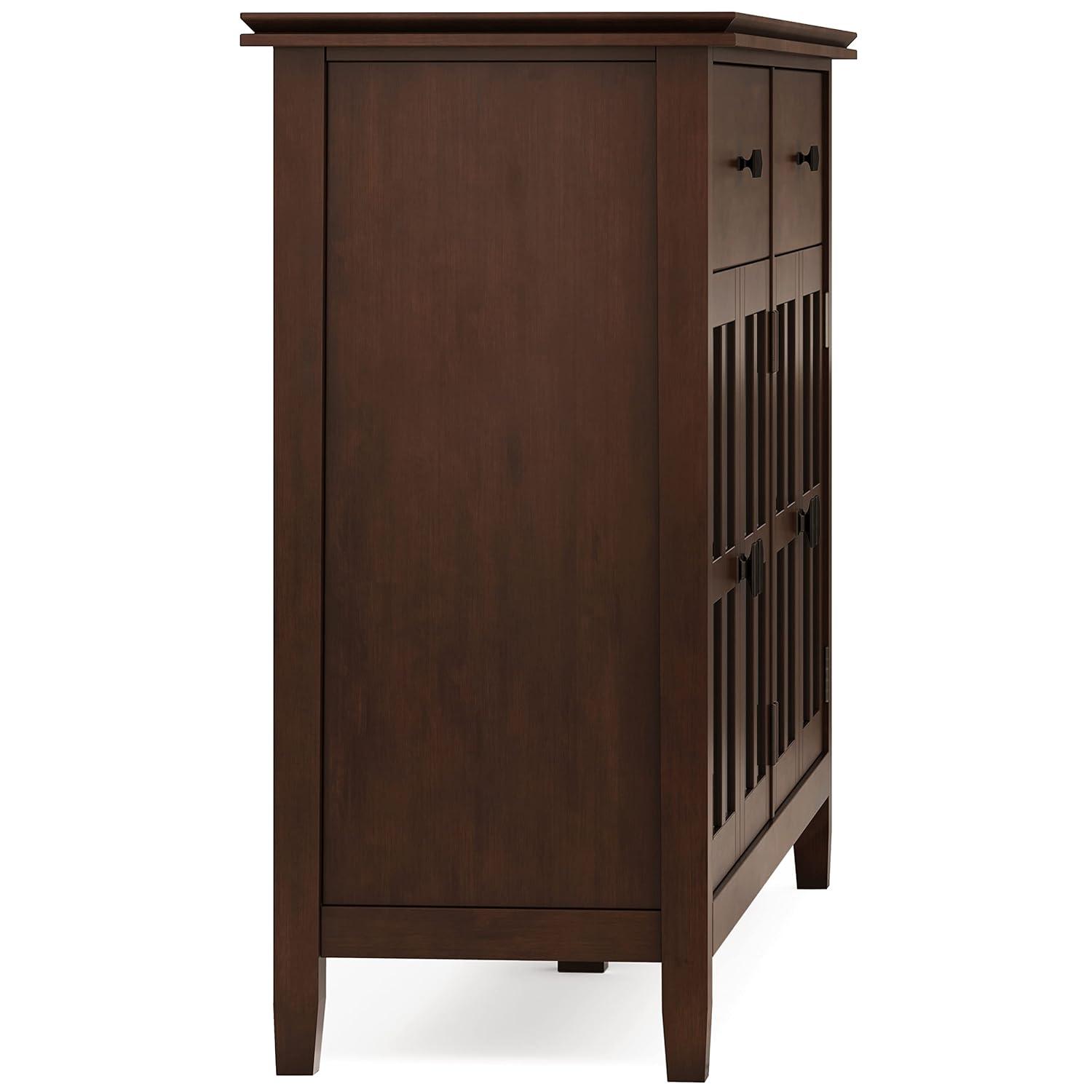 Simpli Home Artisan 60"W Solid Wood Sideboard Buffet with and Tempered Glass Doors and 3 Drawers