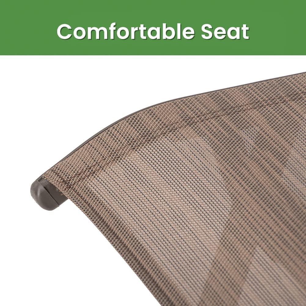 Crestlive Products Set of 2 Aluminum Patio Chaise Lounge Chairs Outdoor Recliners, Brown