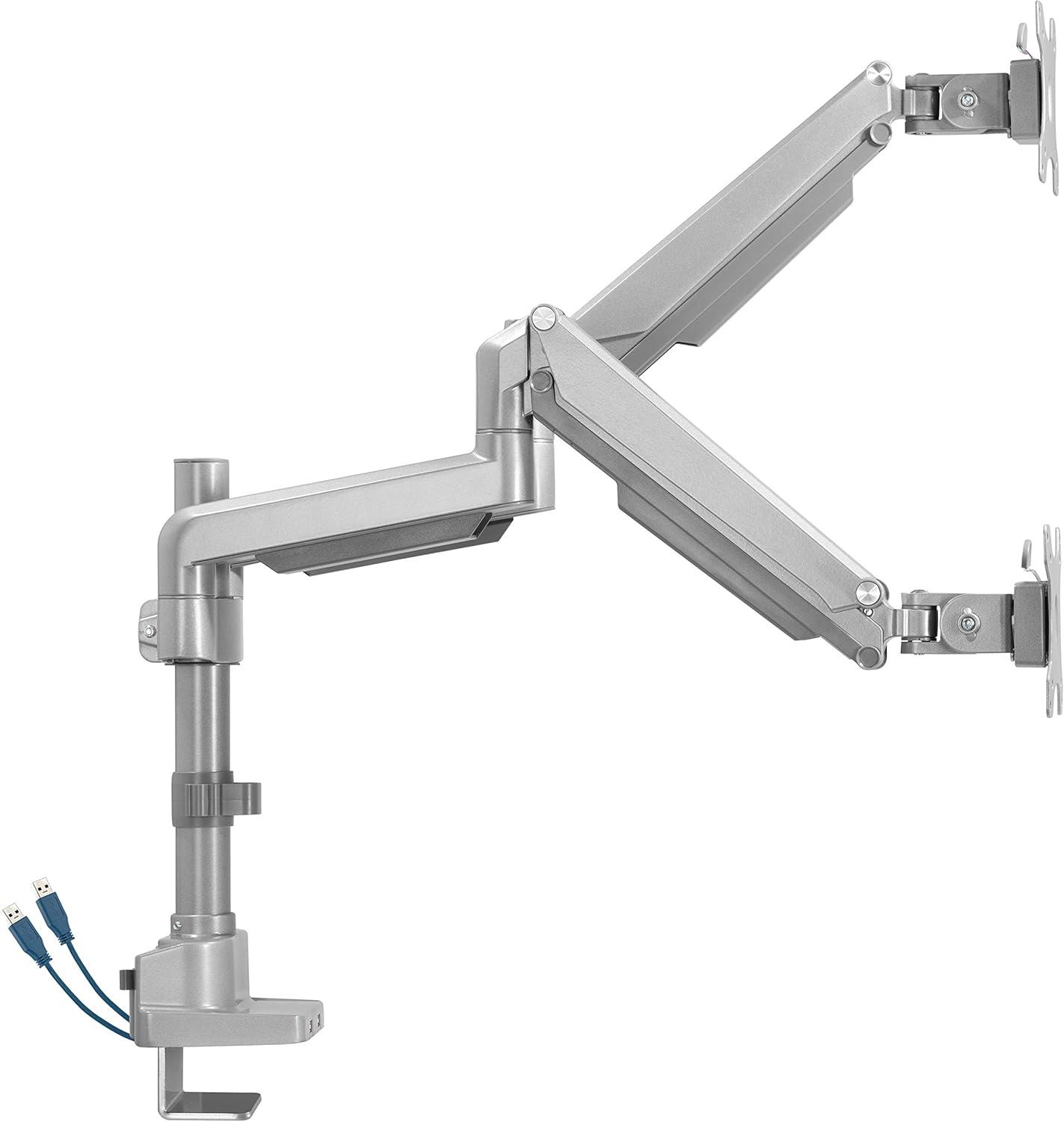 Lorell, LLR99803, USB Pole Dual Monitor Arm, 1 Each, Gray