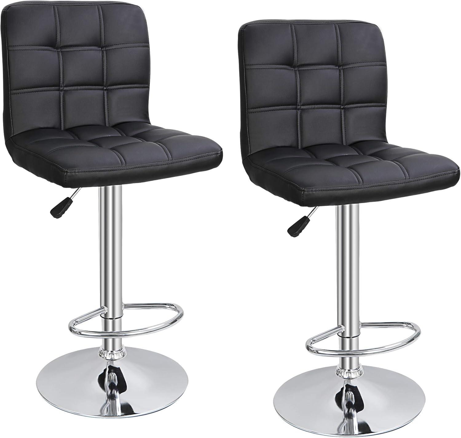 ZENY Height Adjustable Home Bar Stool Set 360-Degree Swivel, Set of 2