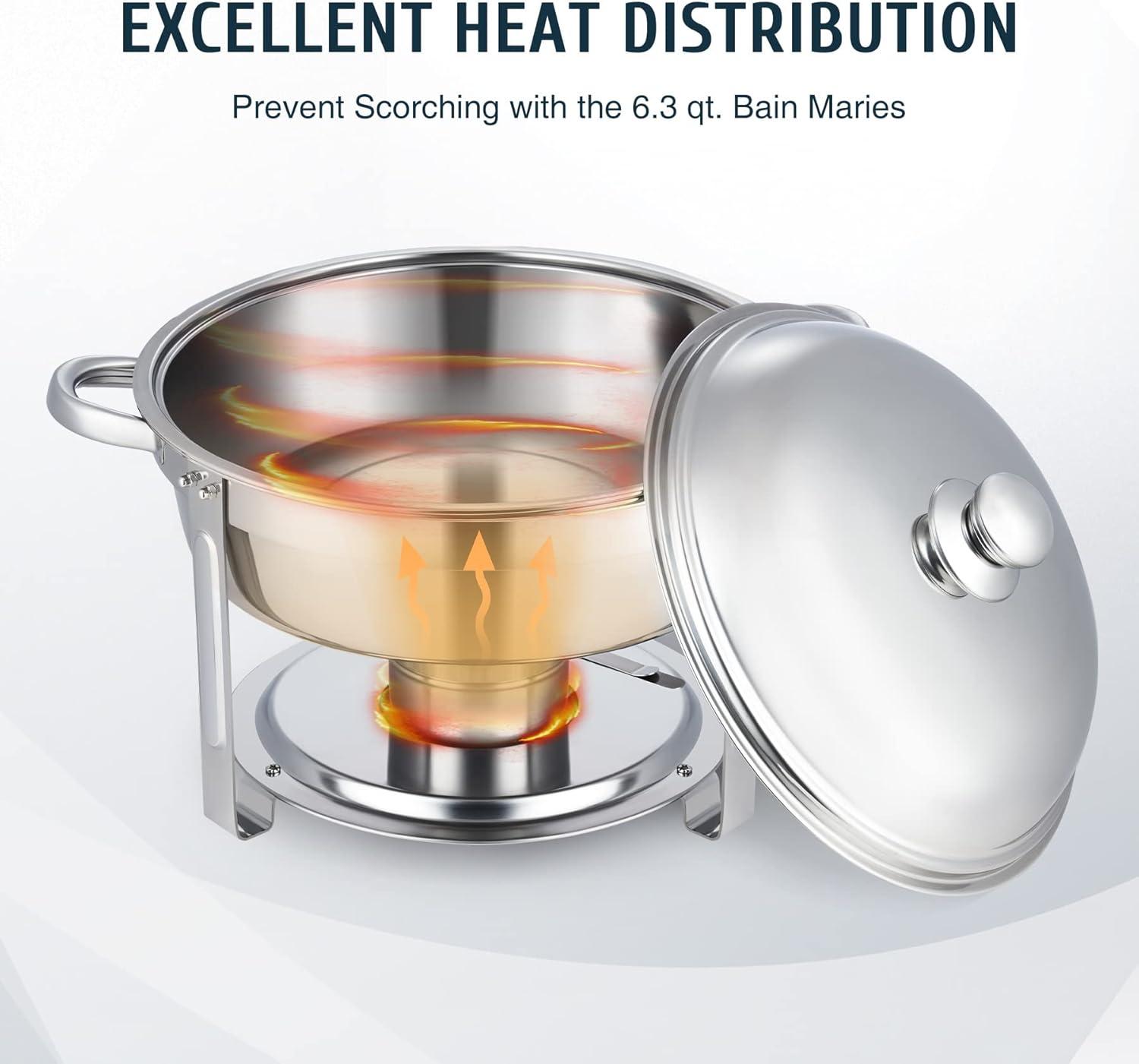 The Party Aisle™ Stainless Steel 5 Quarts Round Chafing Dish (Set of 2)