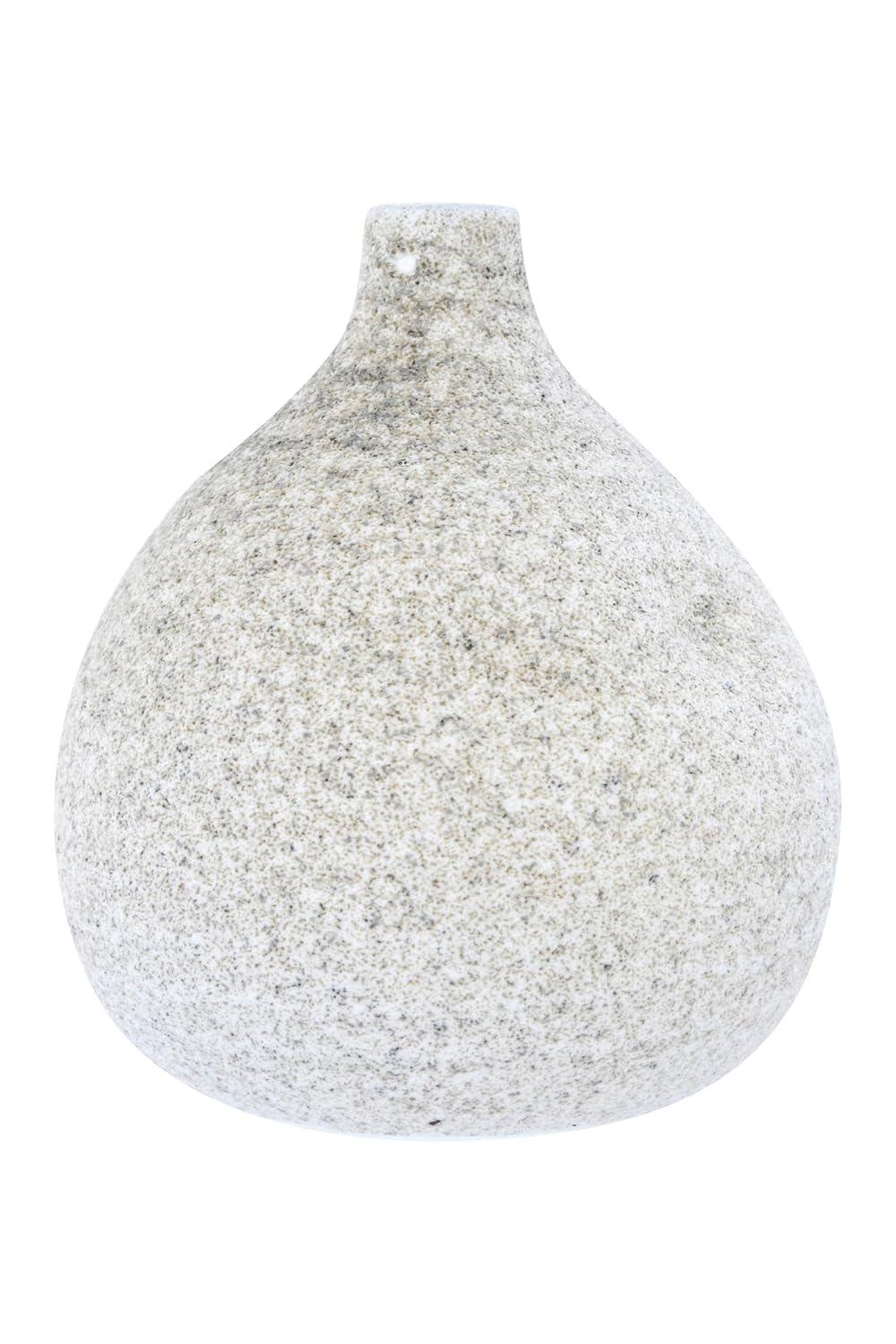 Creative Co-Op Small Round Terra-cotta Vase with Narrow Top and Distressed Glaze, Cream
