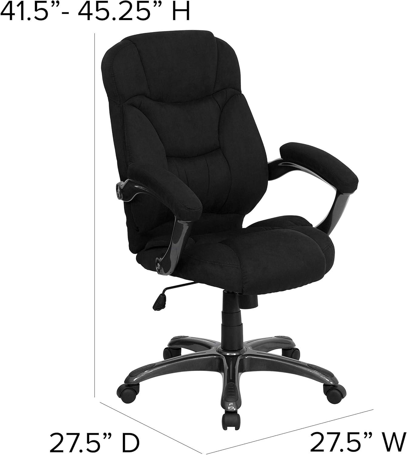 Flash Furniture High Back Black Microfiber Contemporary Executive Swivel Ergonomic Office Chair with Arms